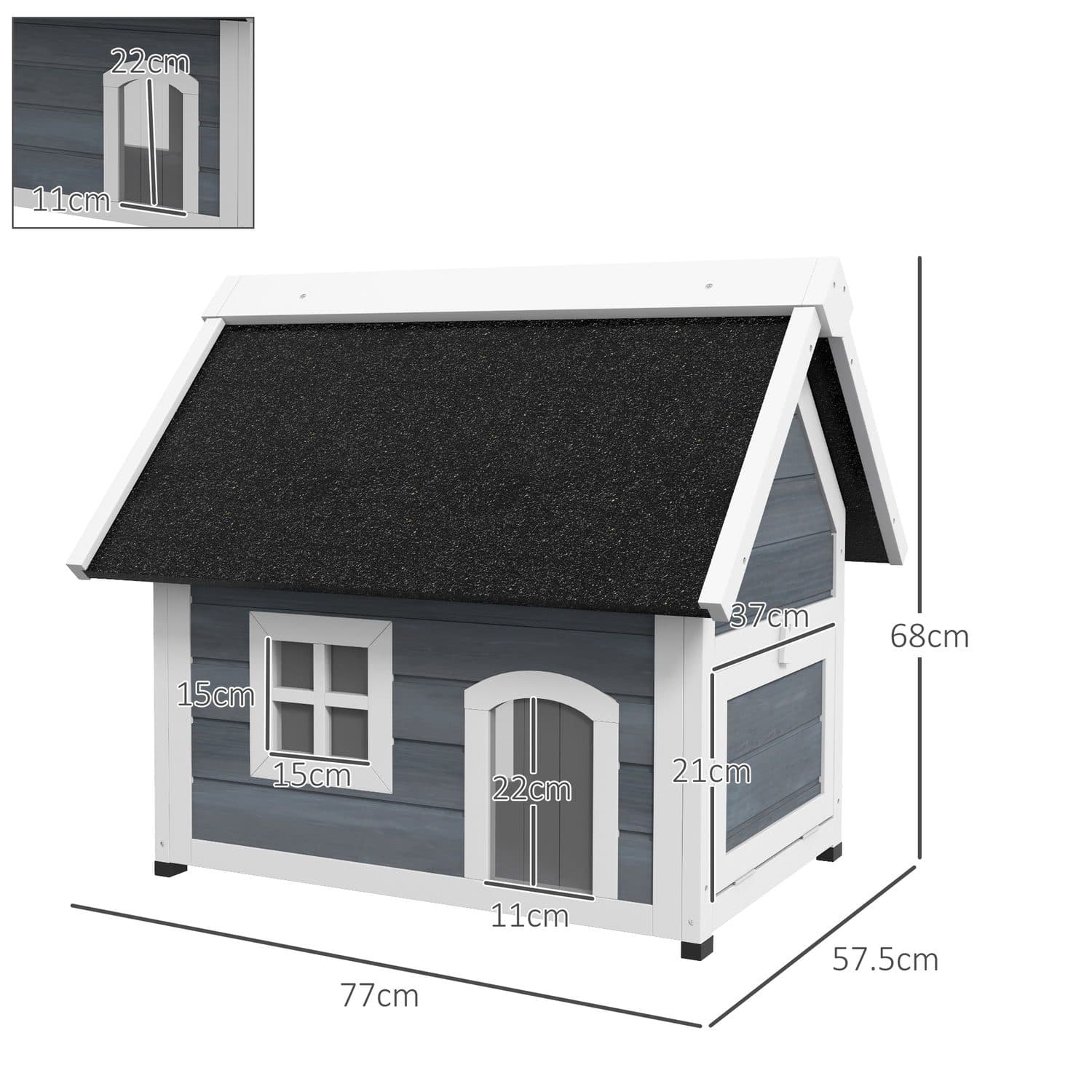PawHut Outdoor Cat House with Three Doors - image 2
