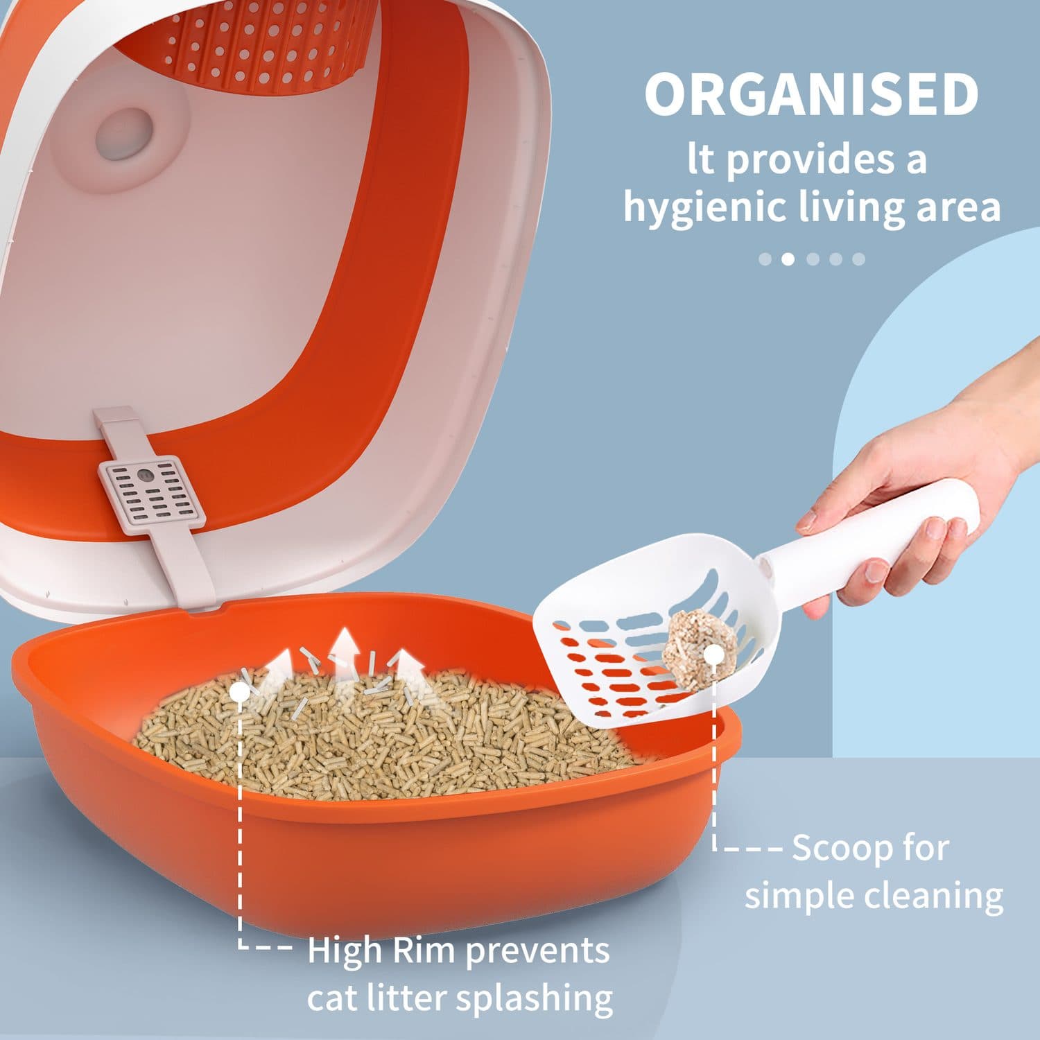 Enclosed Cat Litter Tray with Lid and Scoop - image 3
