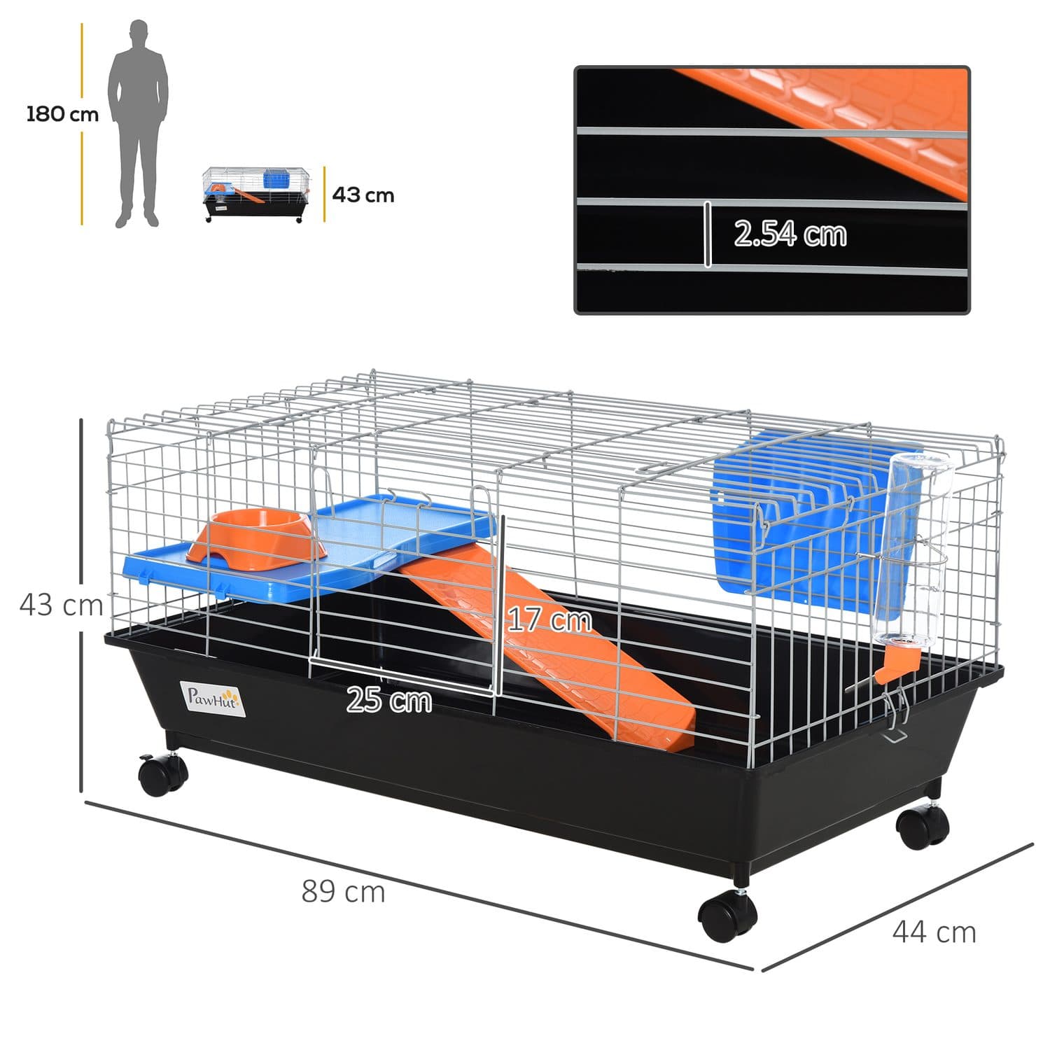 PawHut Rolling Small Animal Cage for Rats, Chinchillas & More - image 2