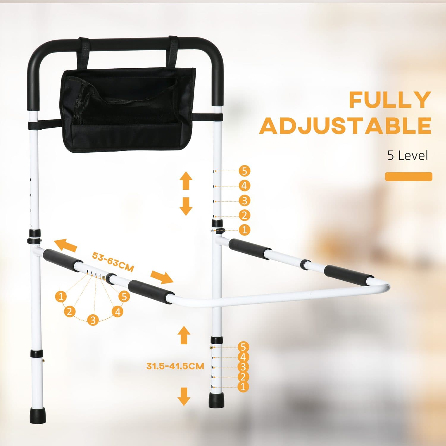 Adjustable Bed Assist Rail with Side Storage - image 5