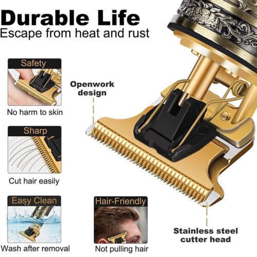 Metal-Shell Cordless Hair Clippers for Men - image 6