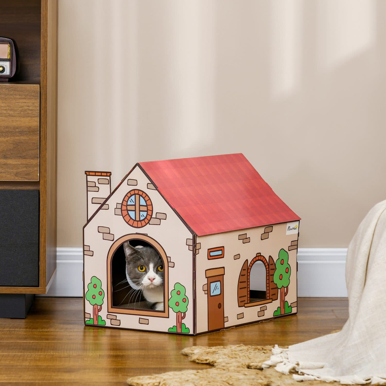 A Cardboard Cat Cottage That Doubles as a Scratcher - image 5