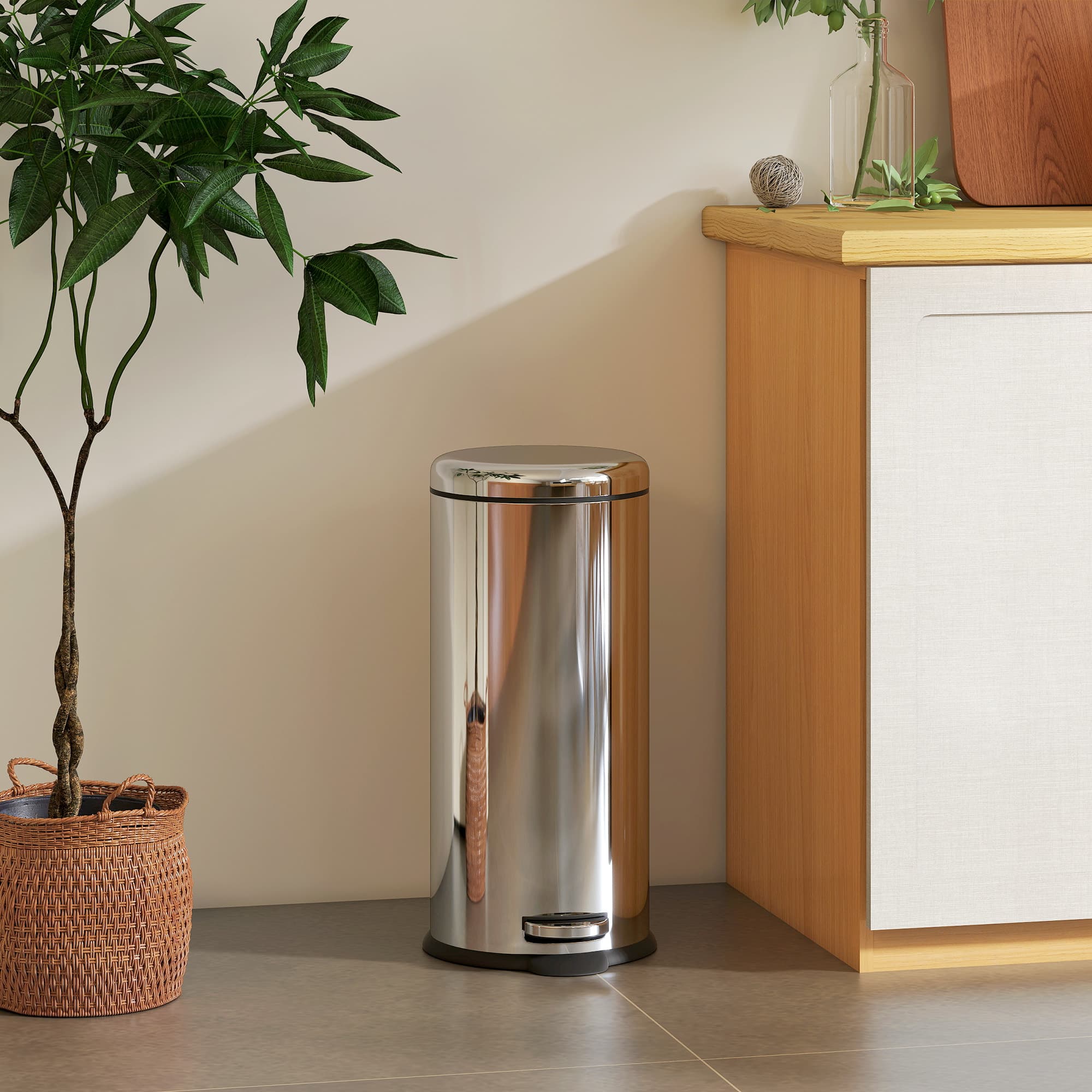 30L Stainless Steel Pedal Bin with Soft-Close Lid and Removable Bucket - image 4