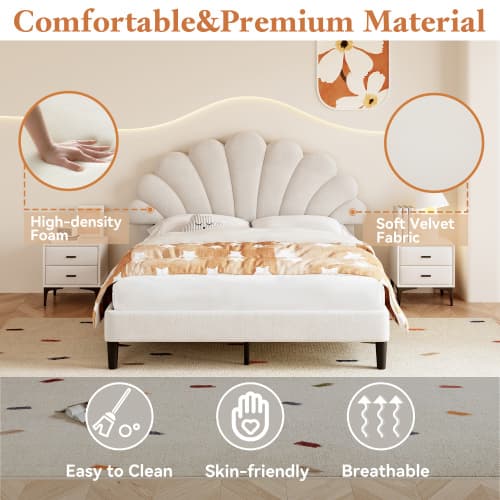 Chic Petal Velvet Bed Frame - image 3