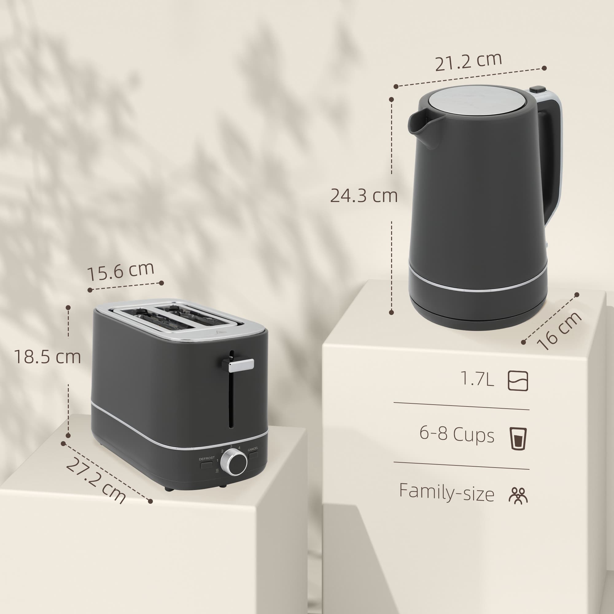 Grey Kettle and Toaster Set for Everyday Breakfasts - image 2