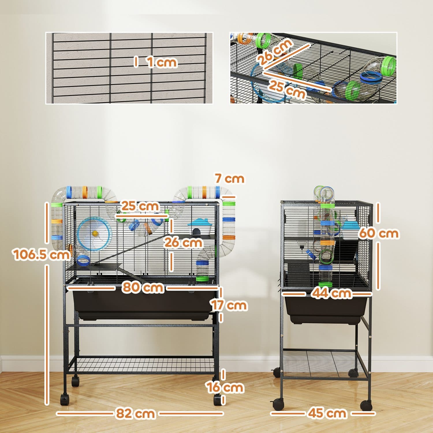 PawHut Rolling Hamster Cage for Syrian Hamsters & Rats - image 2