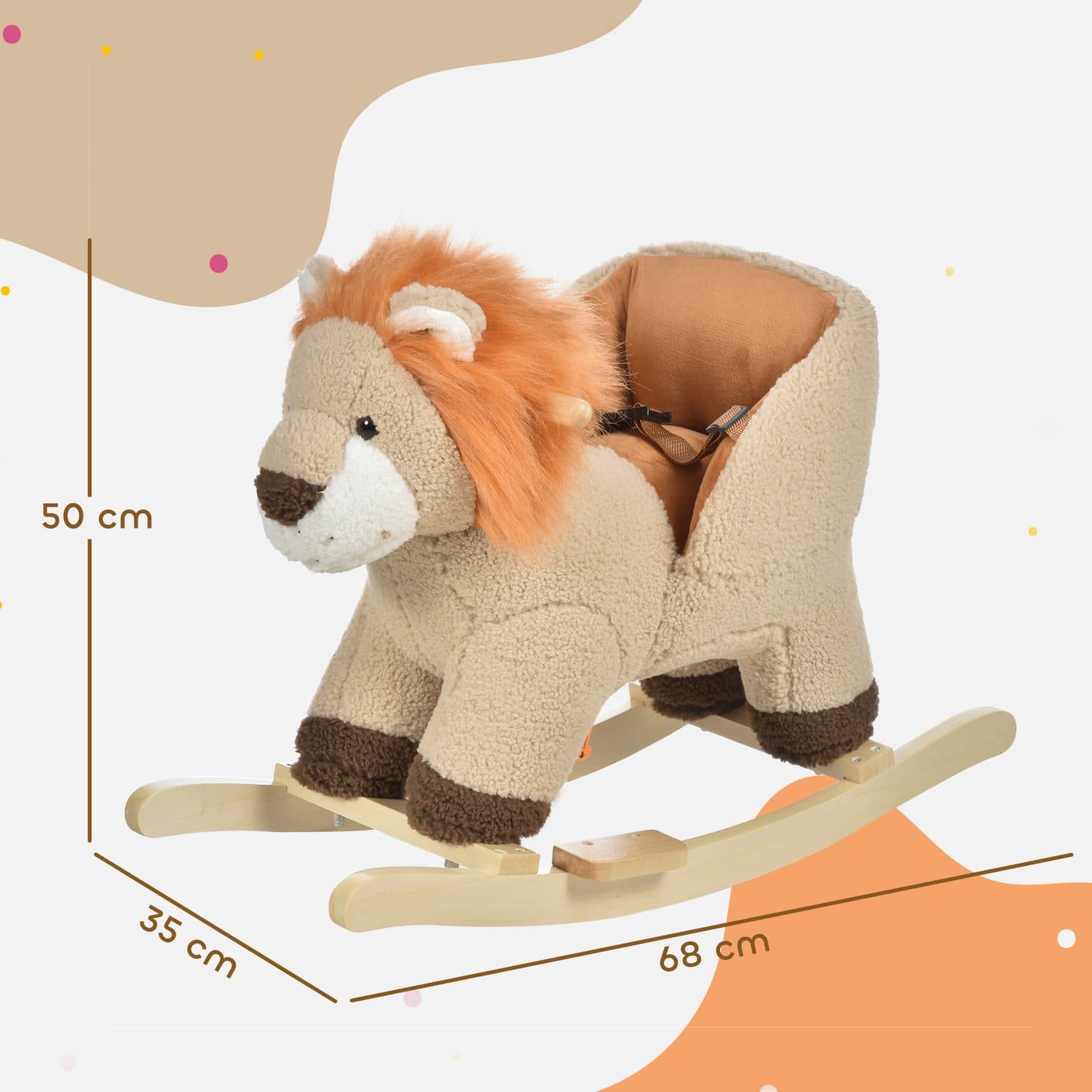 Cream Plush Lion Rocking Toy with Roar Sound for Children - image 2