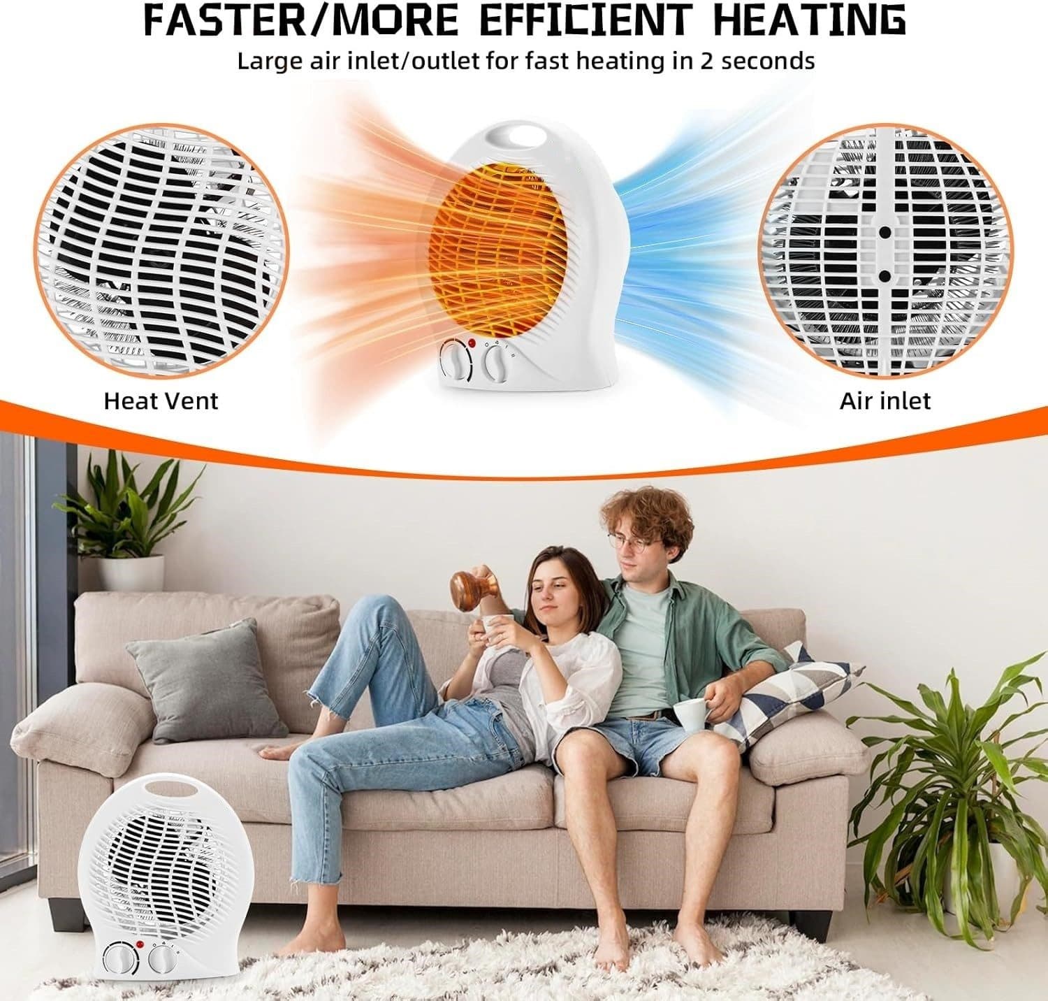 Portable Electric Fan Heater with Hot & Cool Settings - image 8
