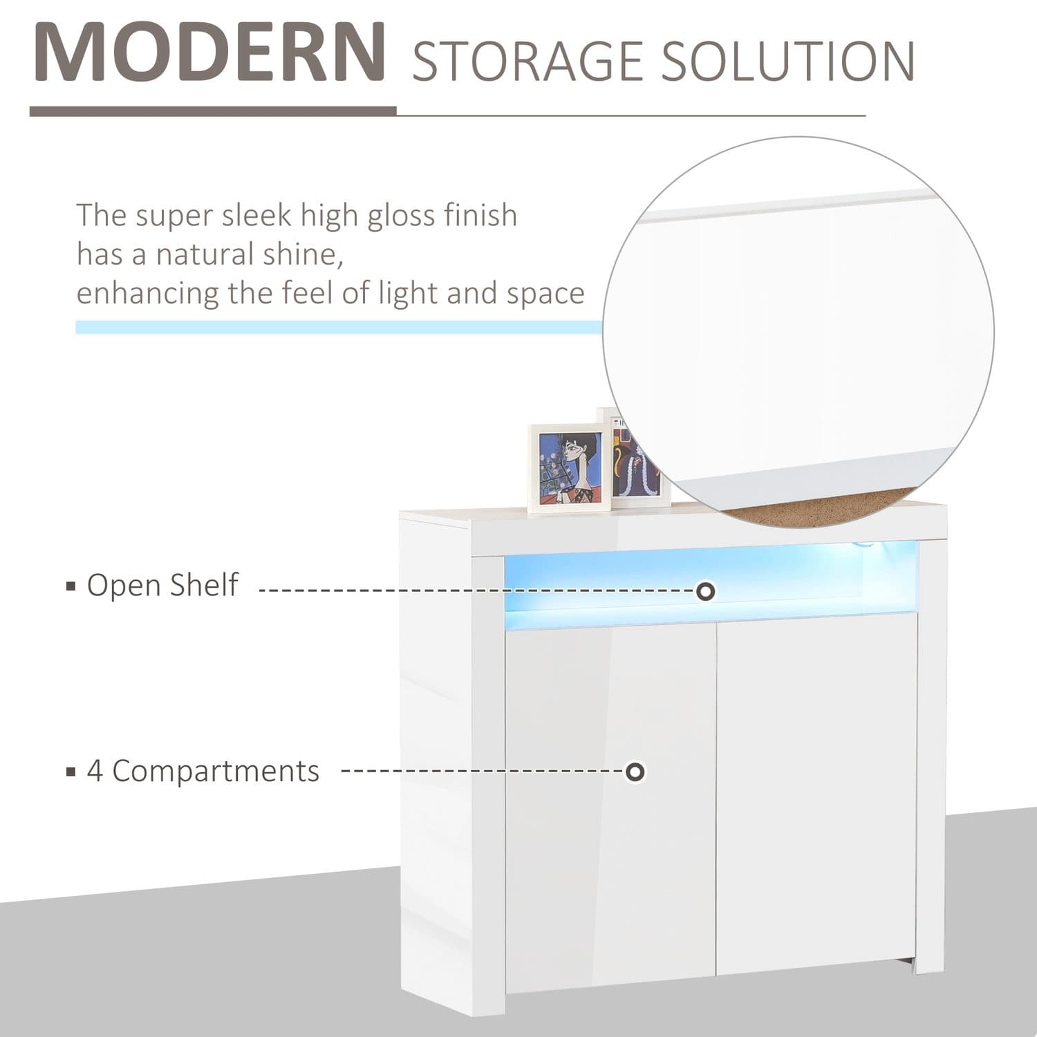 High Gloss LED Sideboard - image 2