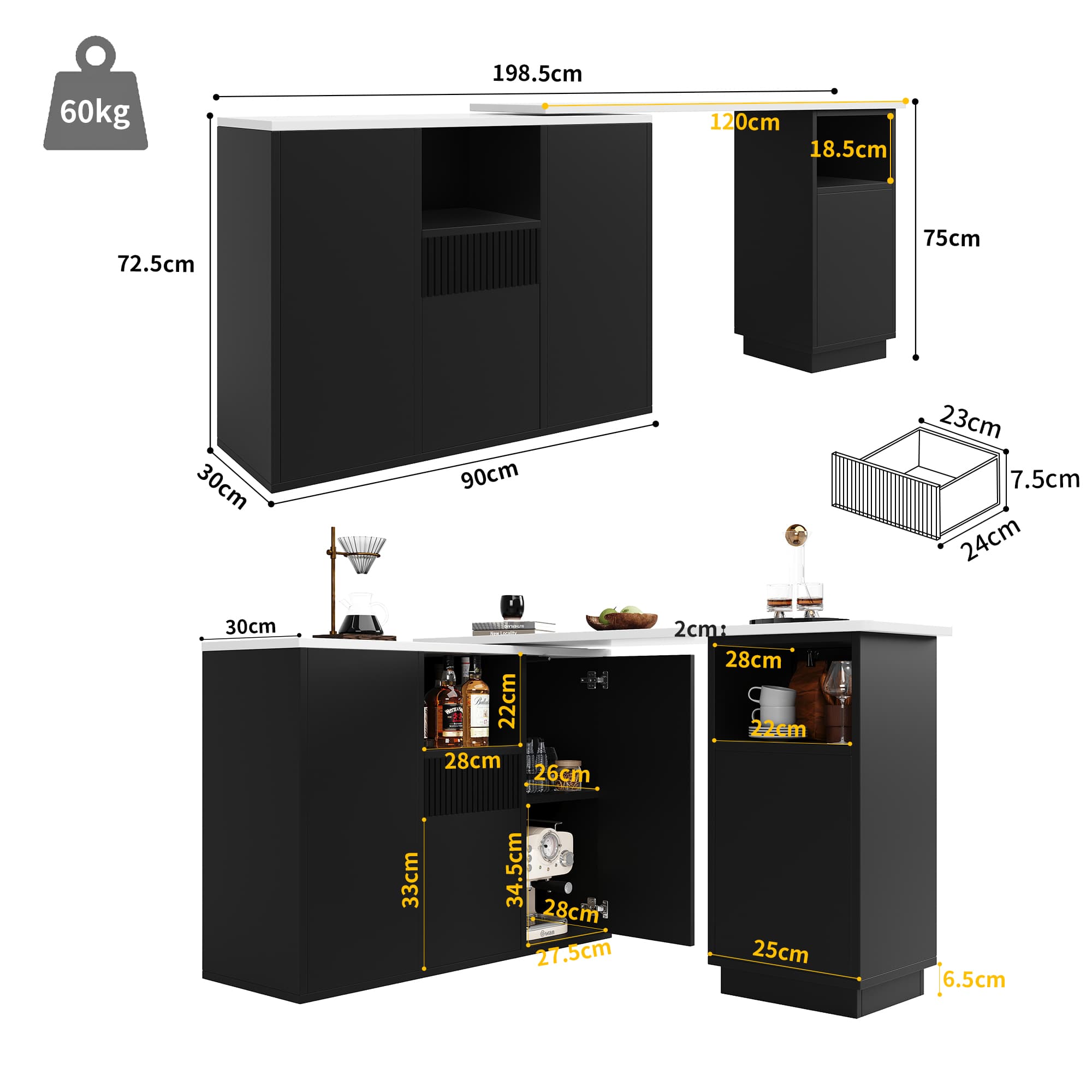 360° Swivelling Bar Table with Storage - image 6