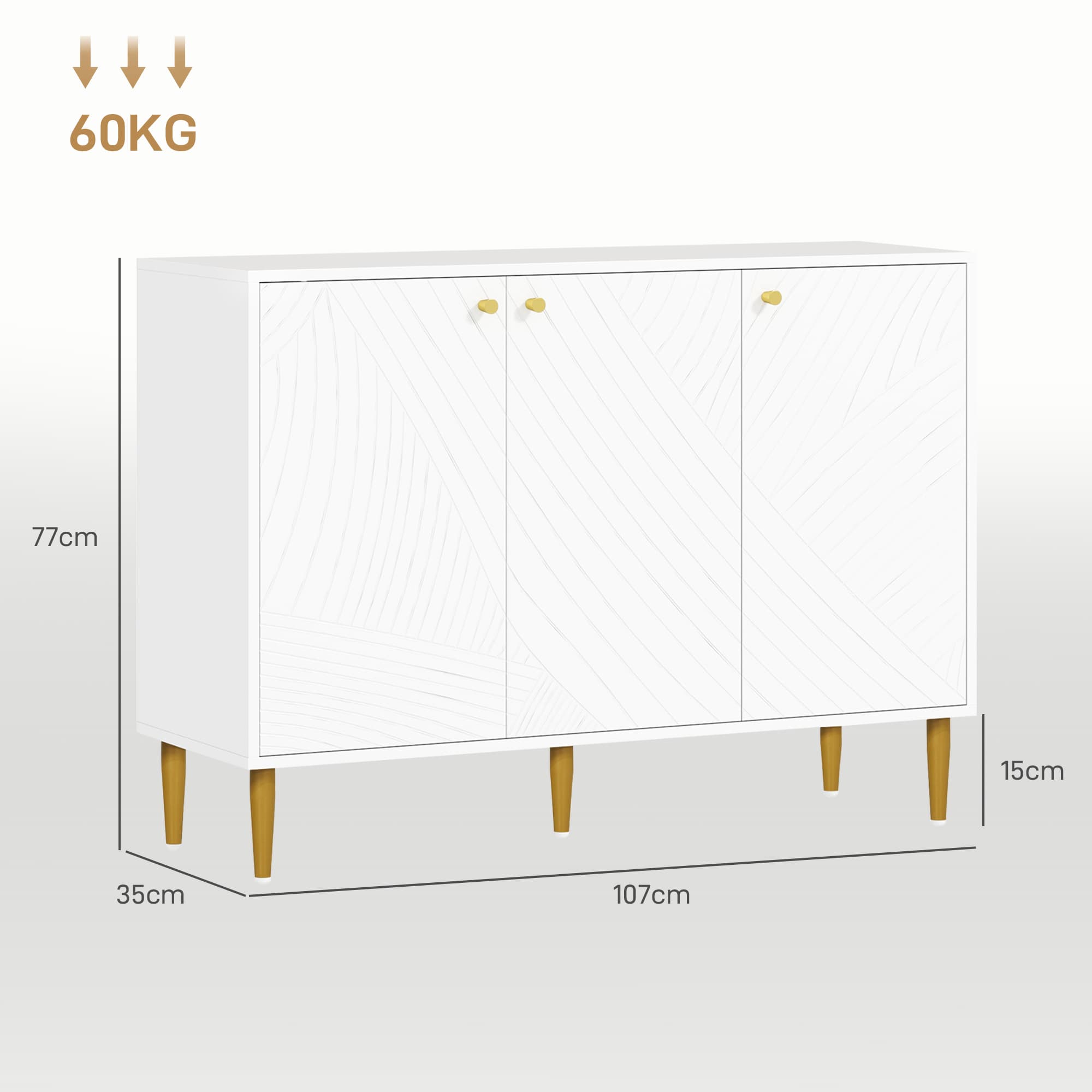 White & Gold Sideboard with Adjustable Storage - image 1