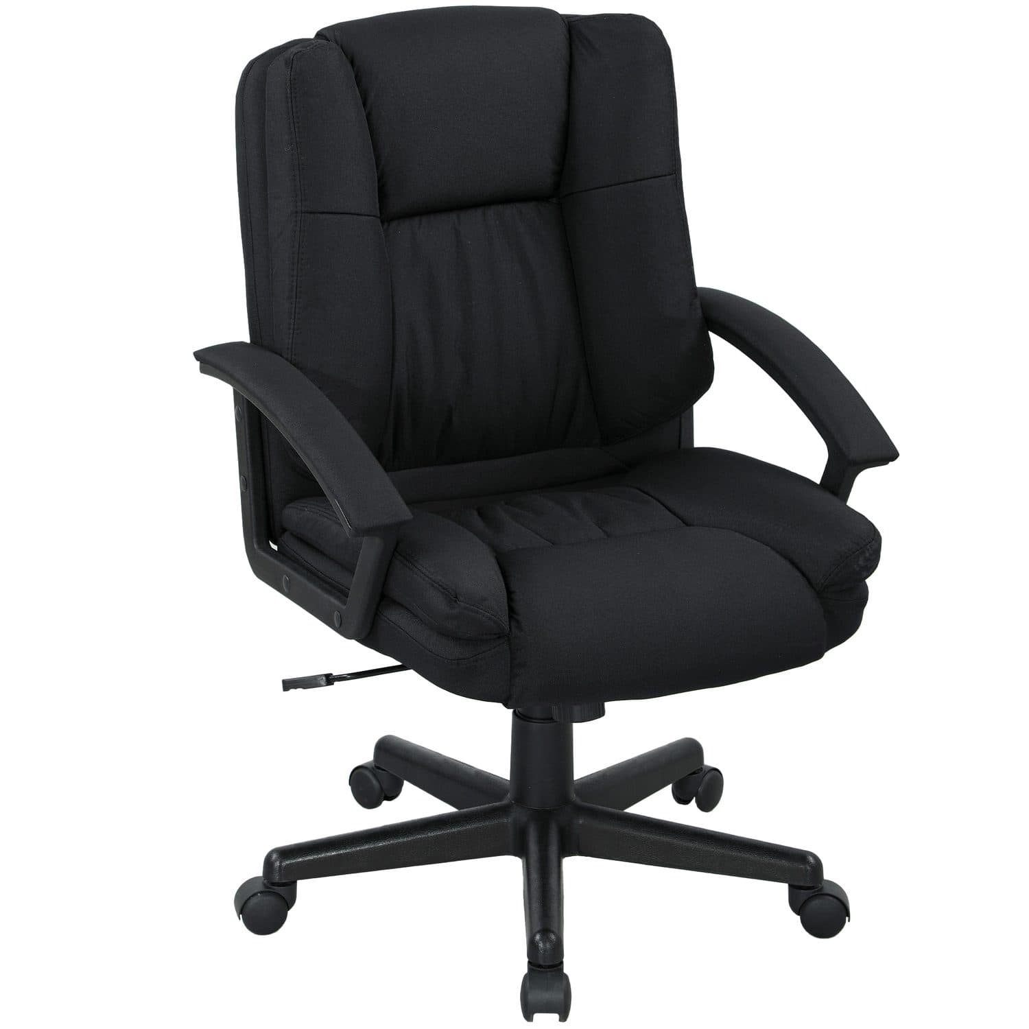 Black Linen-Look Padded Office Chair - Black
