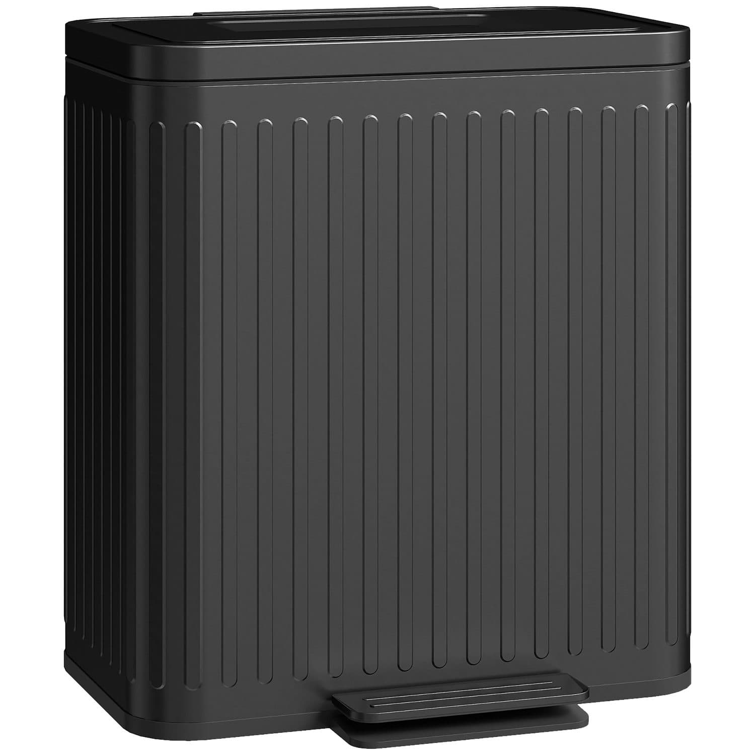 40L Dual Compartment Pedal Bin With Soft-Close Lid in Black - Black