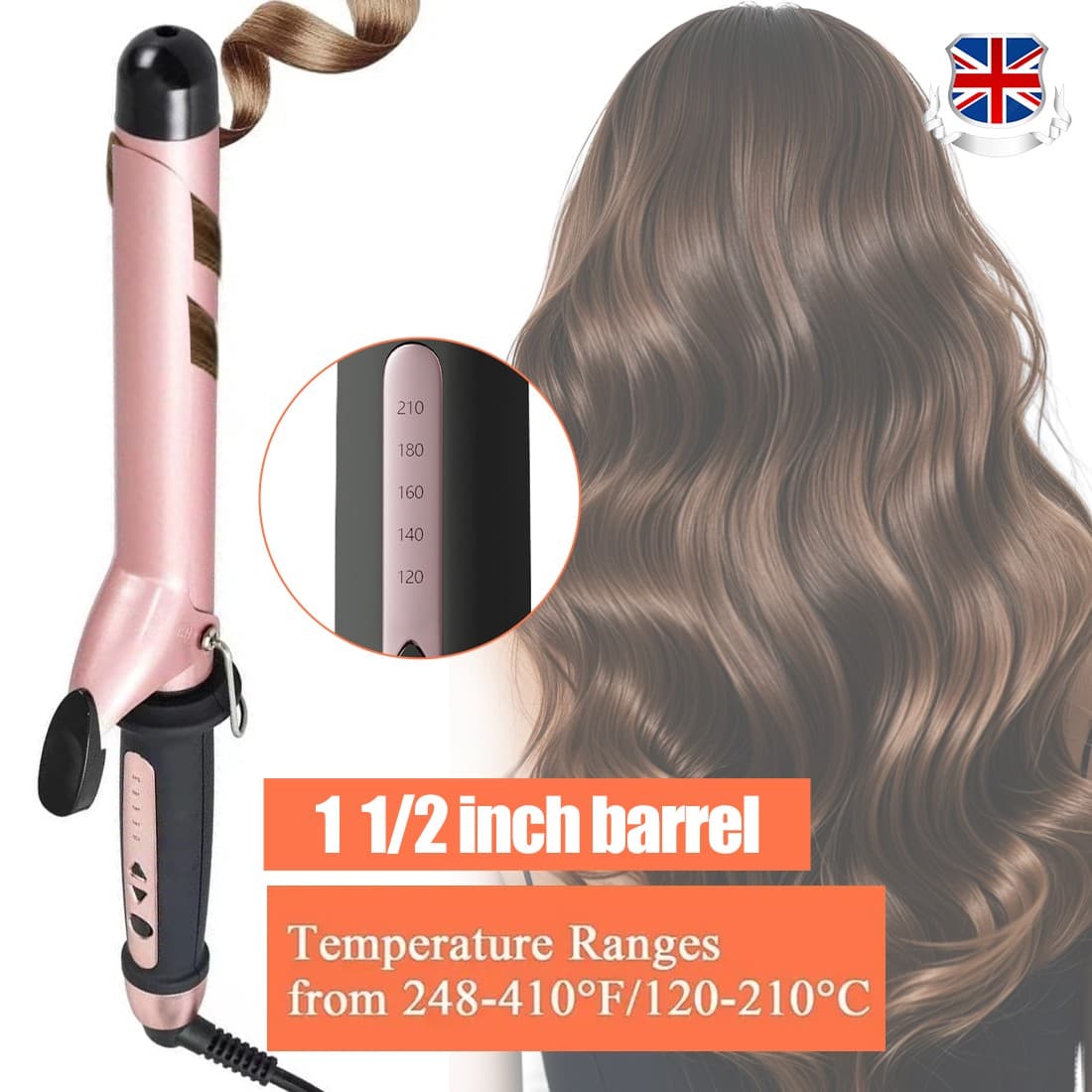 38mm Ceramic Tourmaline Curling Wand for Large Waves - image 1