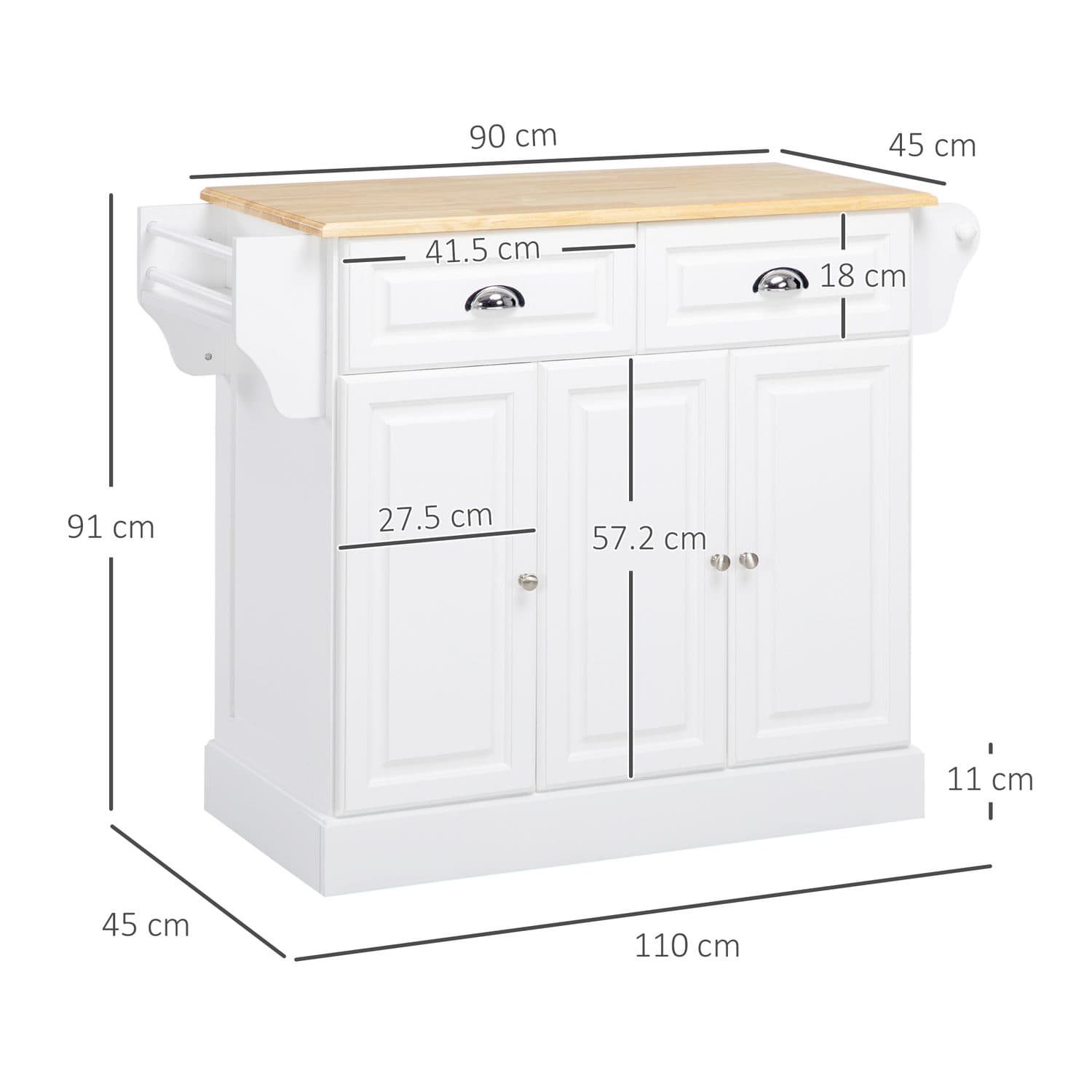 White Rolling Kitchen Island - image 5