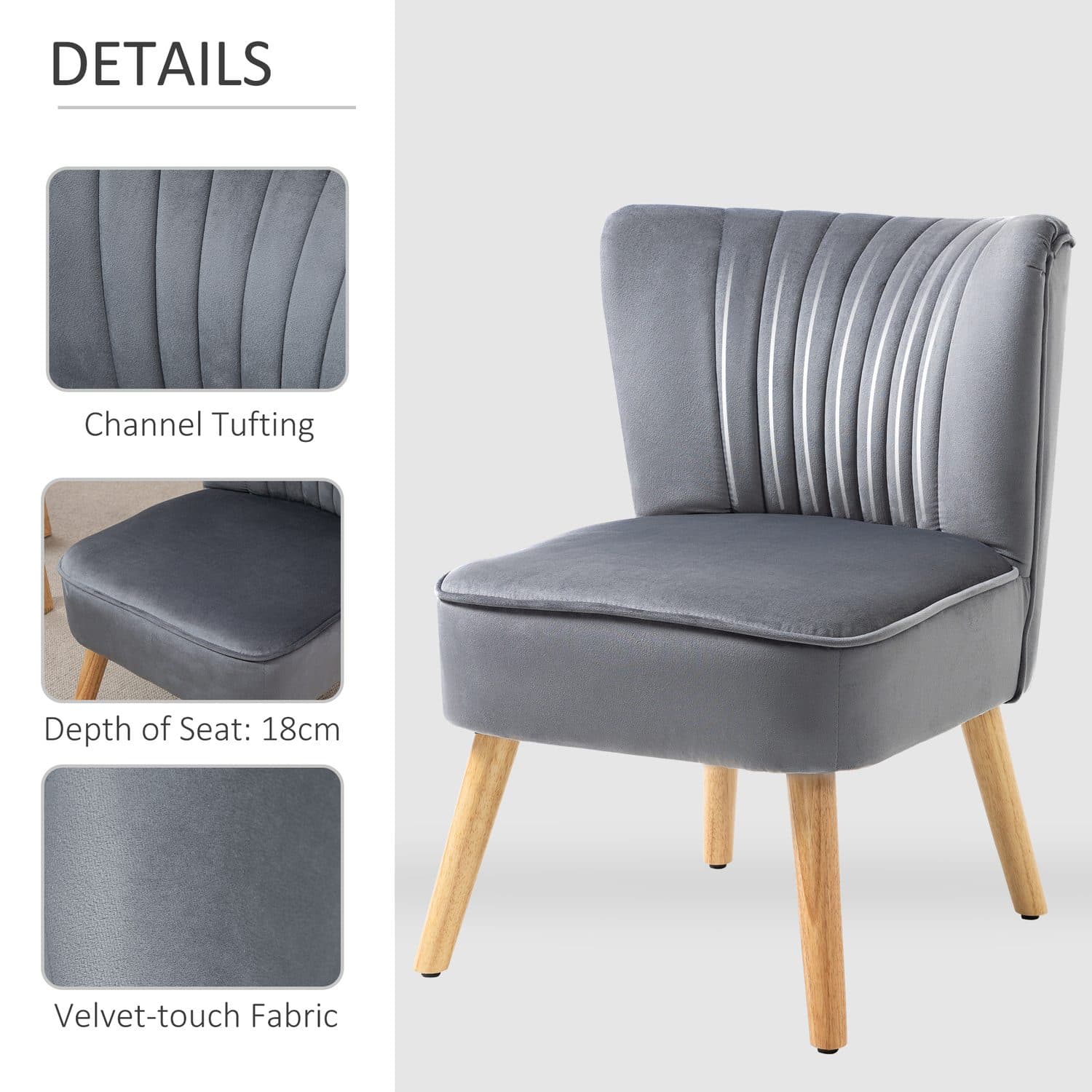 Grey Velvet Accent Chair - image 5