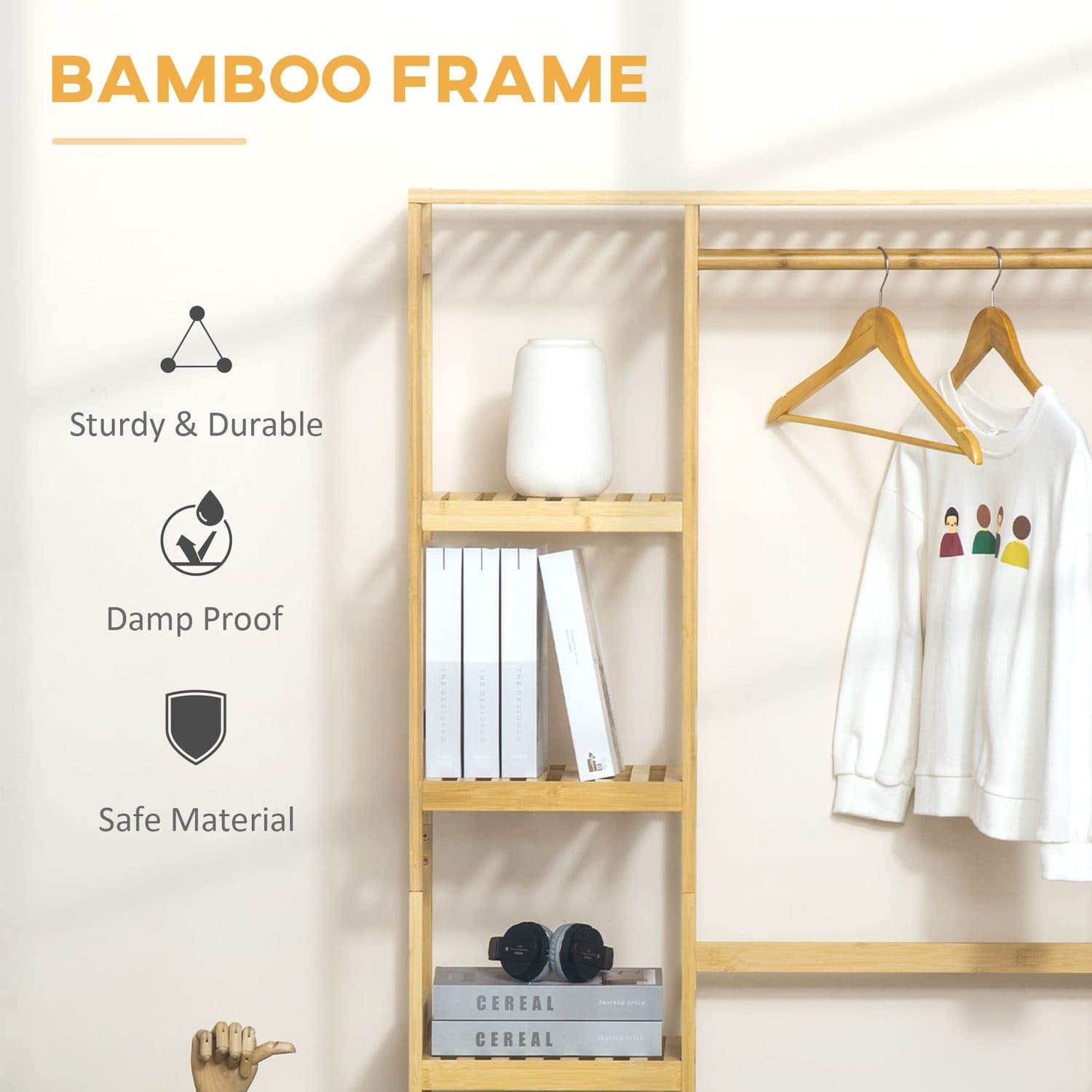 Natural Bamboo Clothes Rack - image 2