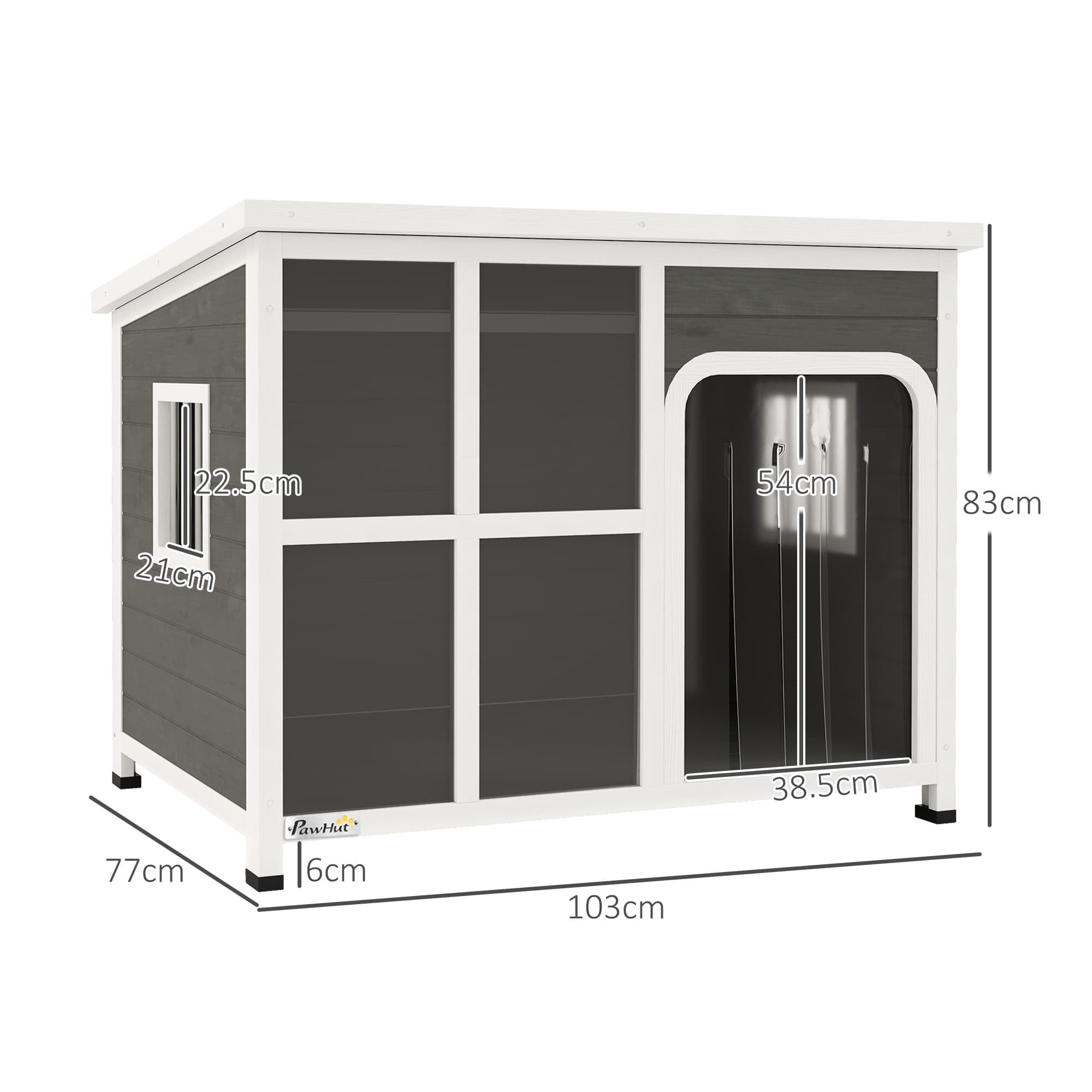 PawHut Wooden Outdoor Dog House with Openable Top - image 3