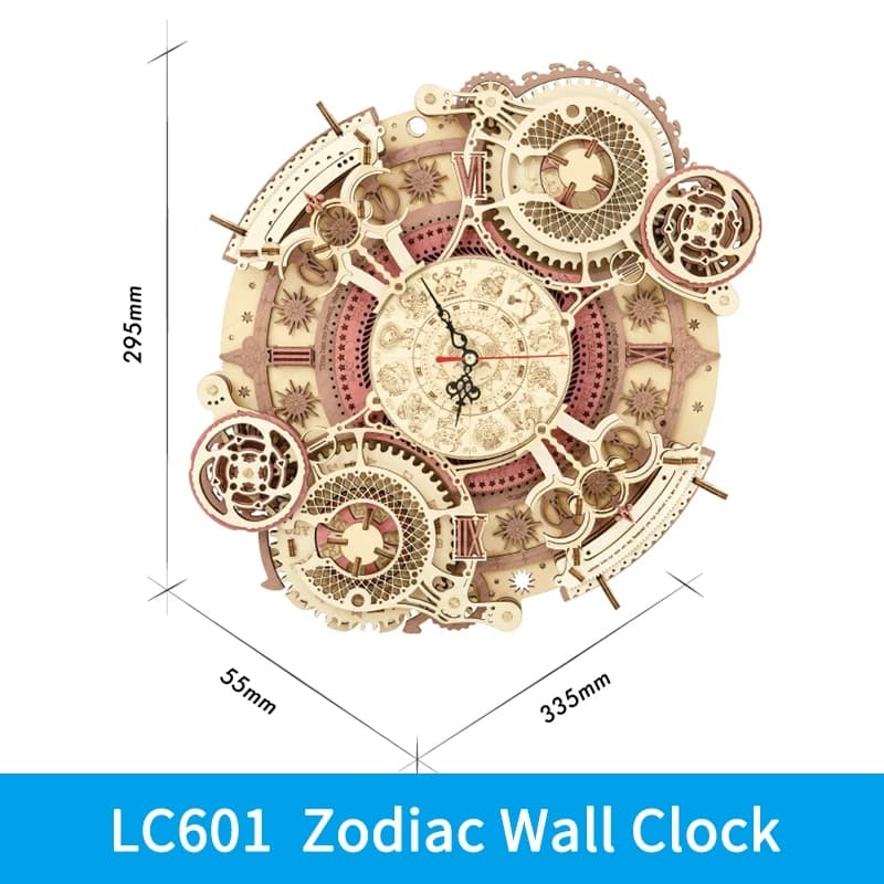 3D Wooden Puzzle: Zodiac Wall Clock Construction Kit