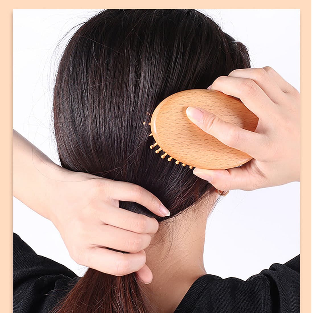 Natural Wood Air Cushion Brush for Scalp Massage - image 5