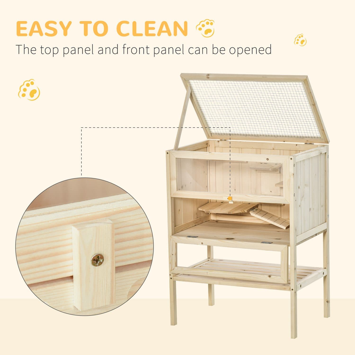 PawHut Wooden Hamster Cage with Storage Shelf - image 1