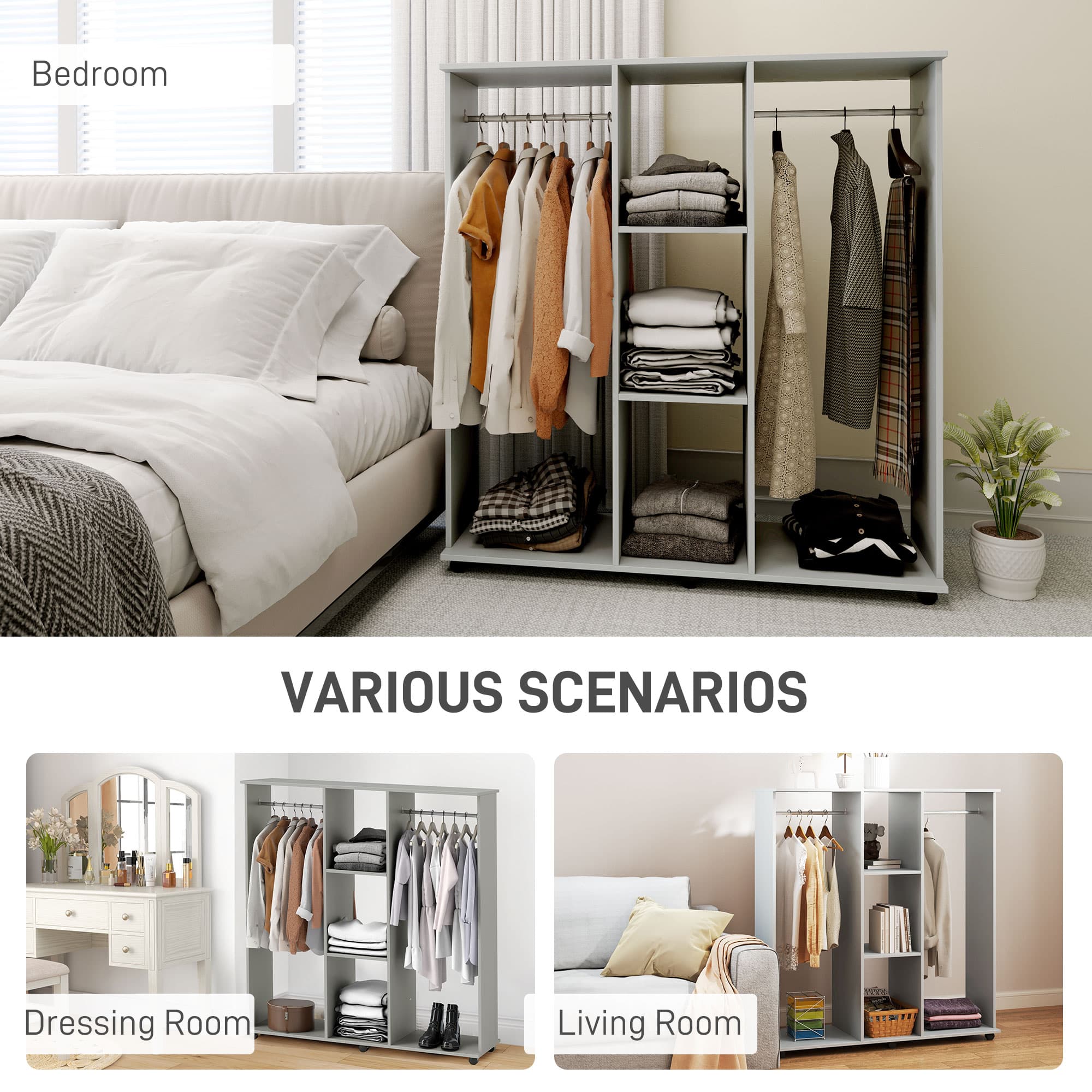Mobile Grey Open Wardrobe for Everyday Storage - image 3