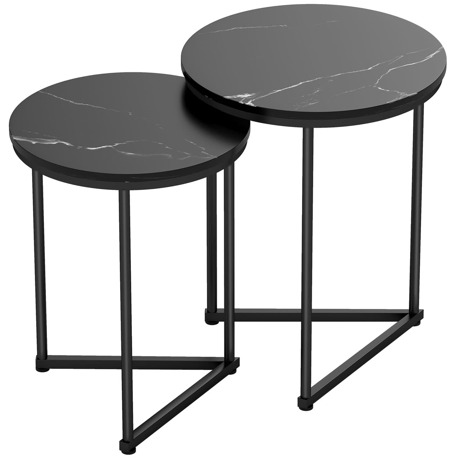 Two Black Marble-Effect Nesting Tables for Any Room