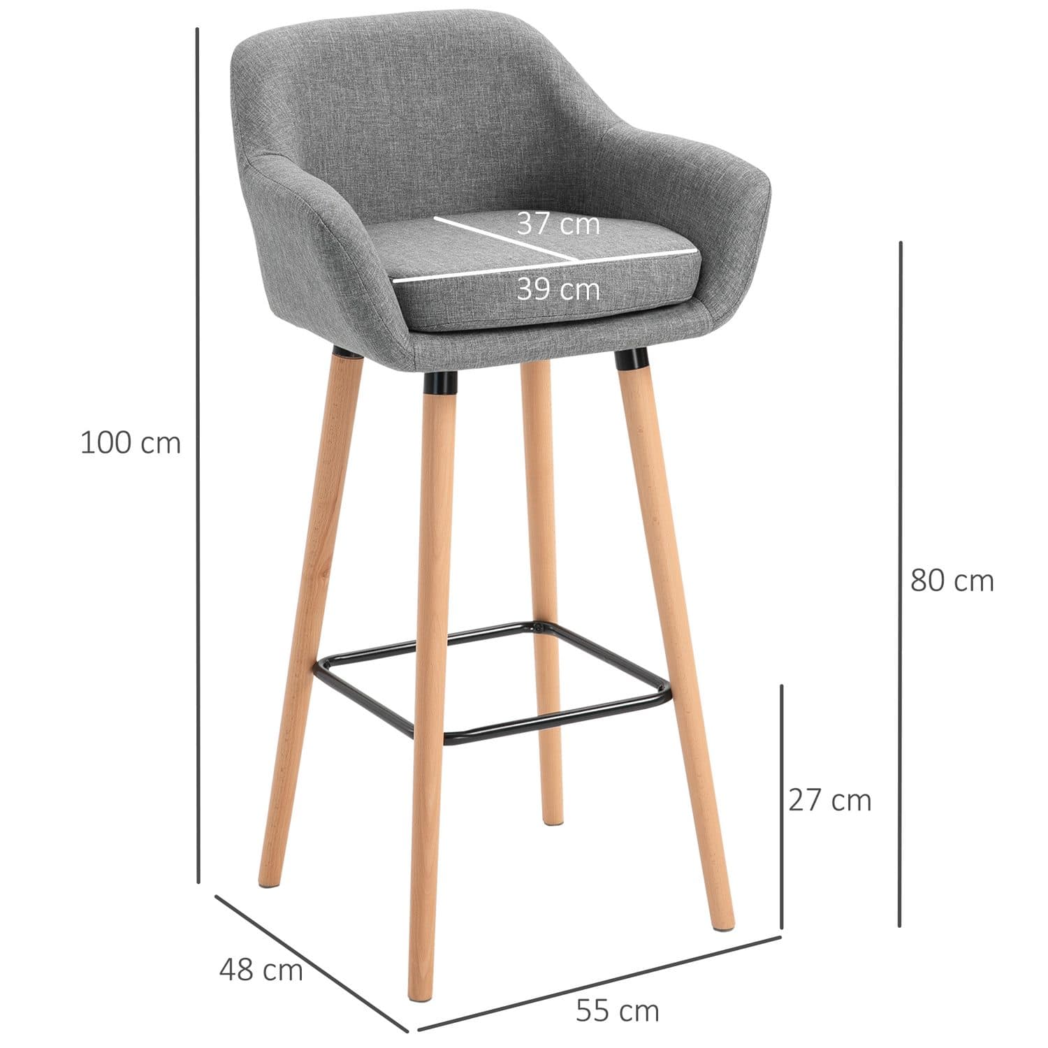 Modern Grey Linen Bar Stools - image 5