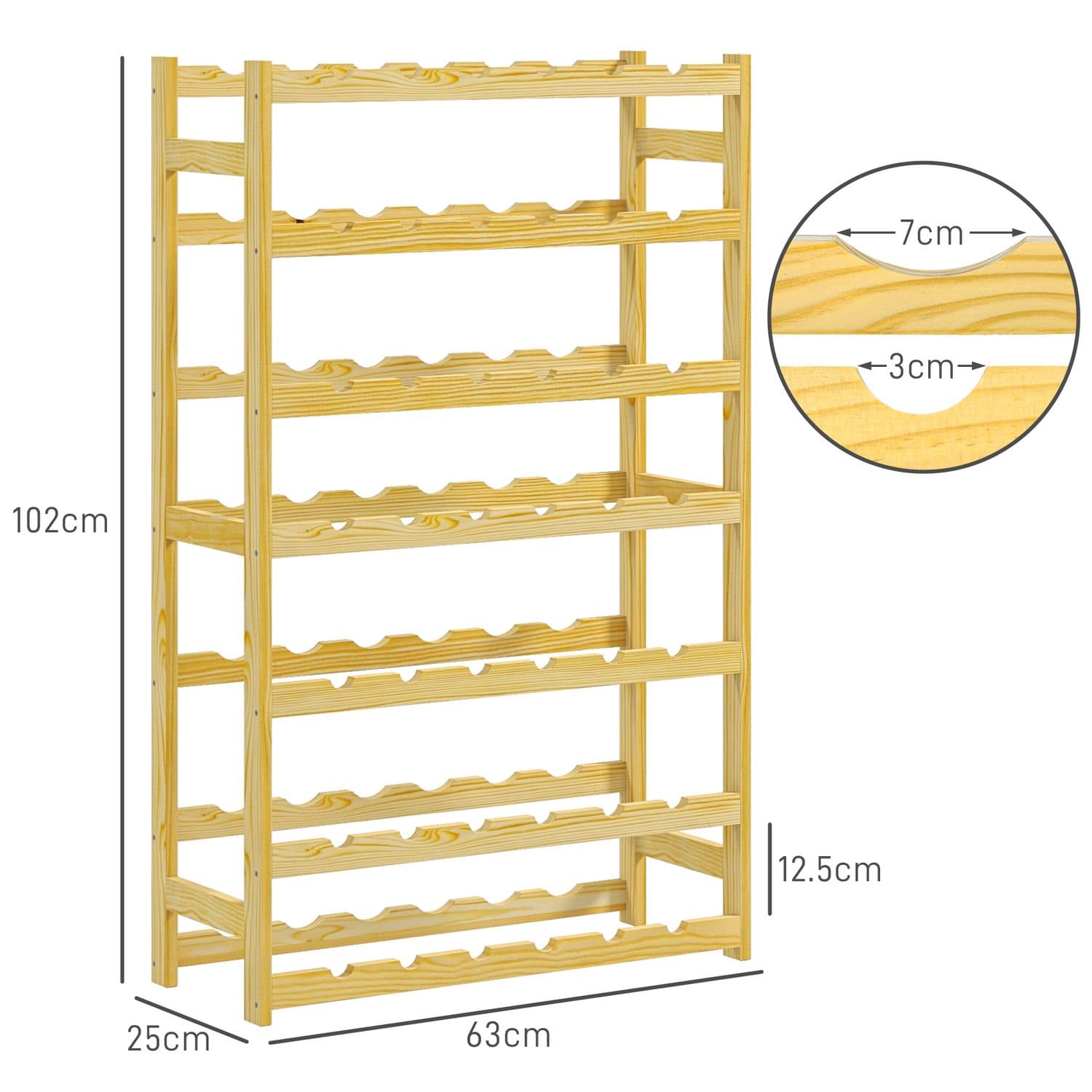 Slim 42-Bottle Pine Wine Rack - image 3