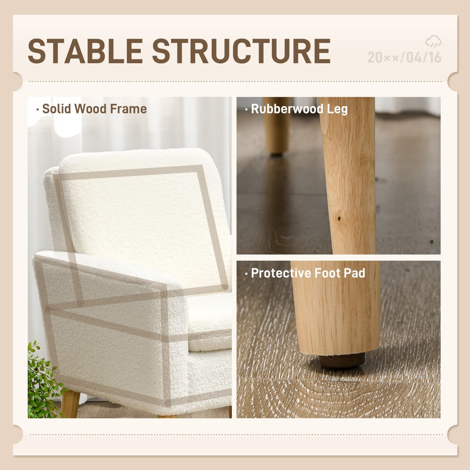 Cream White Teddy Fleece Armchair - image 1