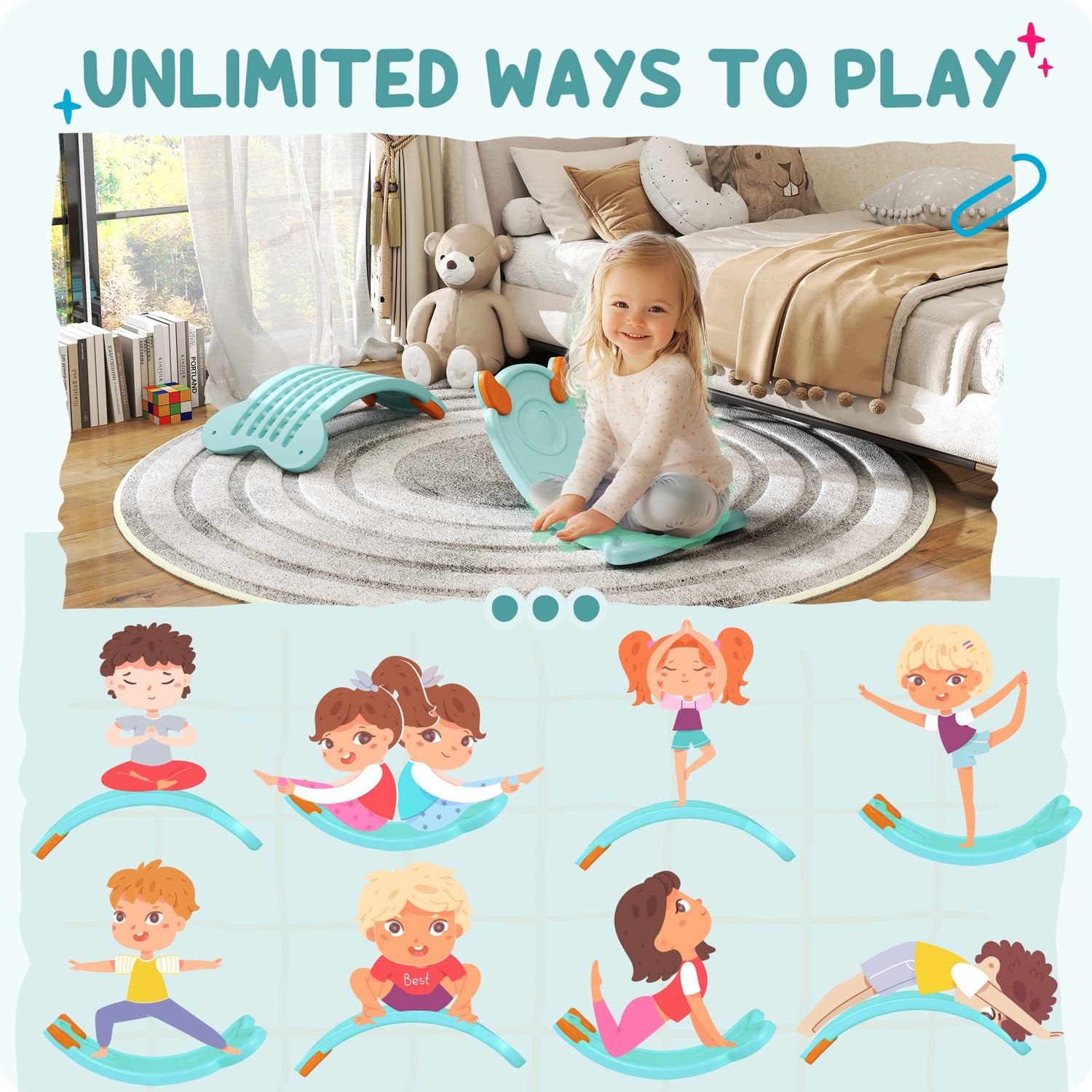 Rocking Balance Board for Toddlers and Children, Blue - image 1