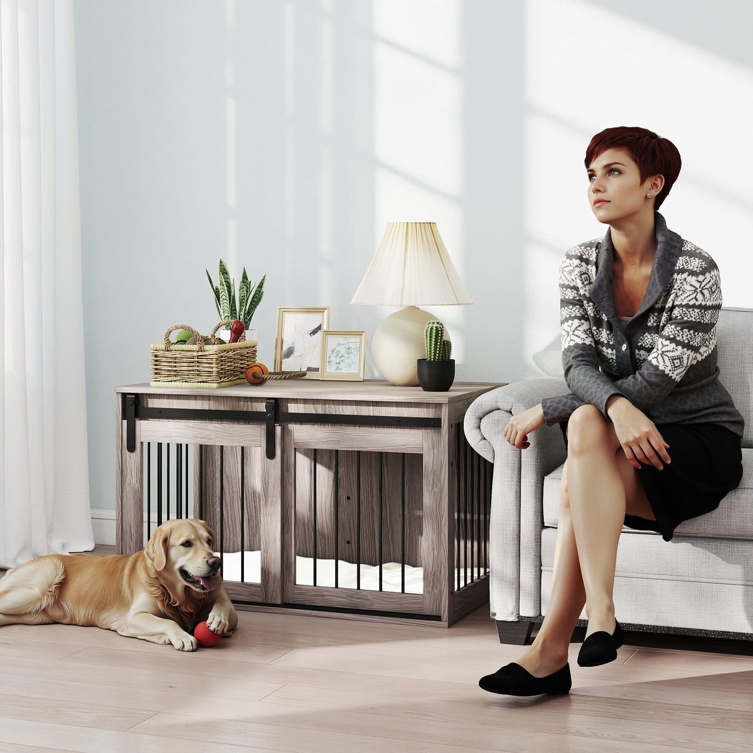PawHut Dog Crate Furniture for Large Dogs, 98cm - image 4