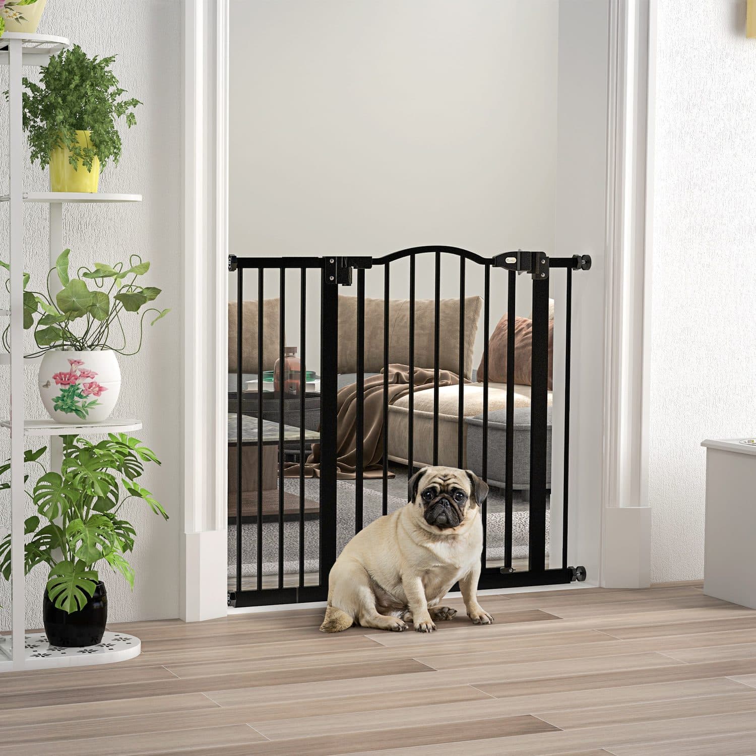 PawHut Adjustable Metal Pet Gate With Auto-Close Door - image 3