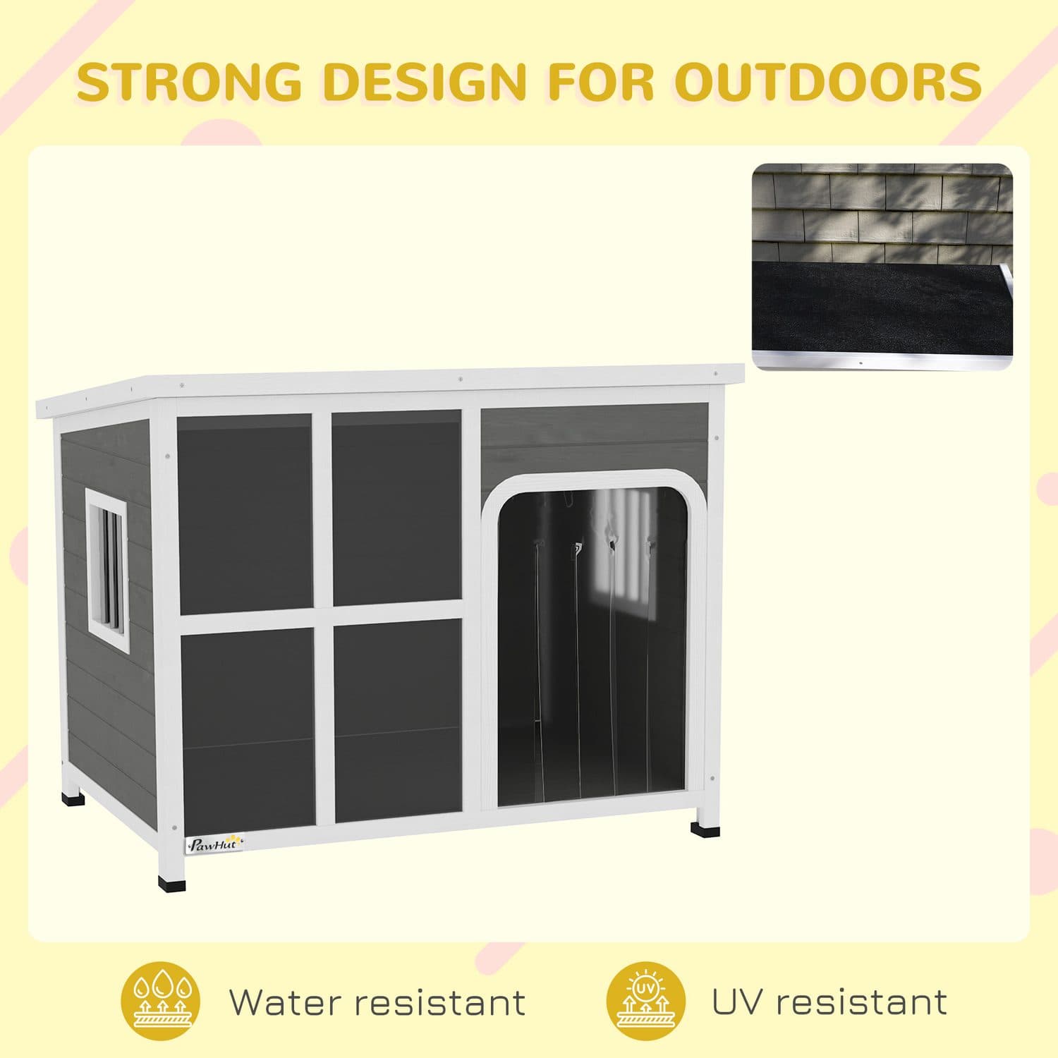 PawHut Wooden Outdoor Dog House with Openable Top - image 2