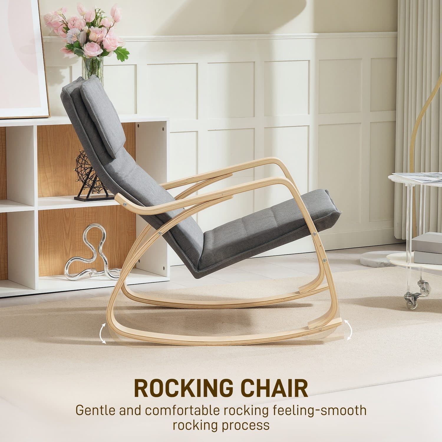 Modern Grey Upholstered Rocking Chair for Ultimate Relaxation - image 5