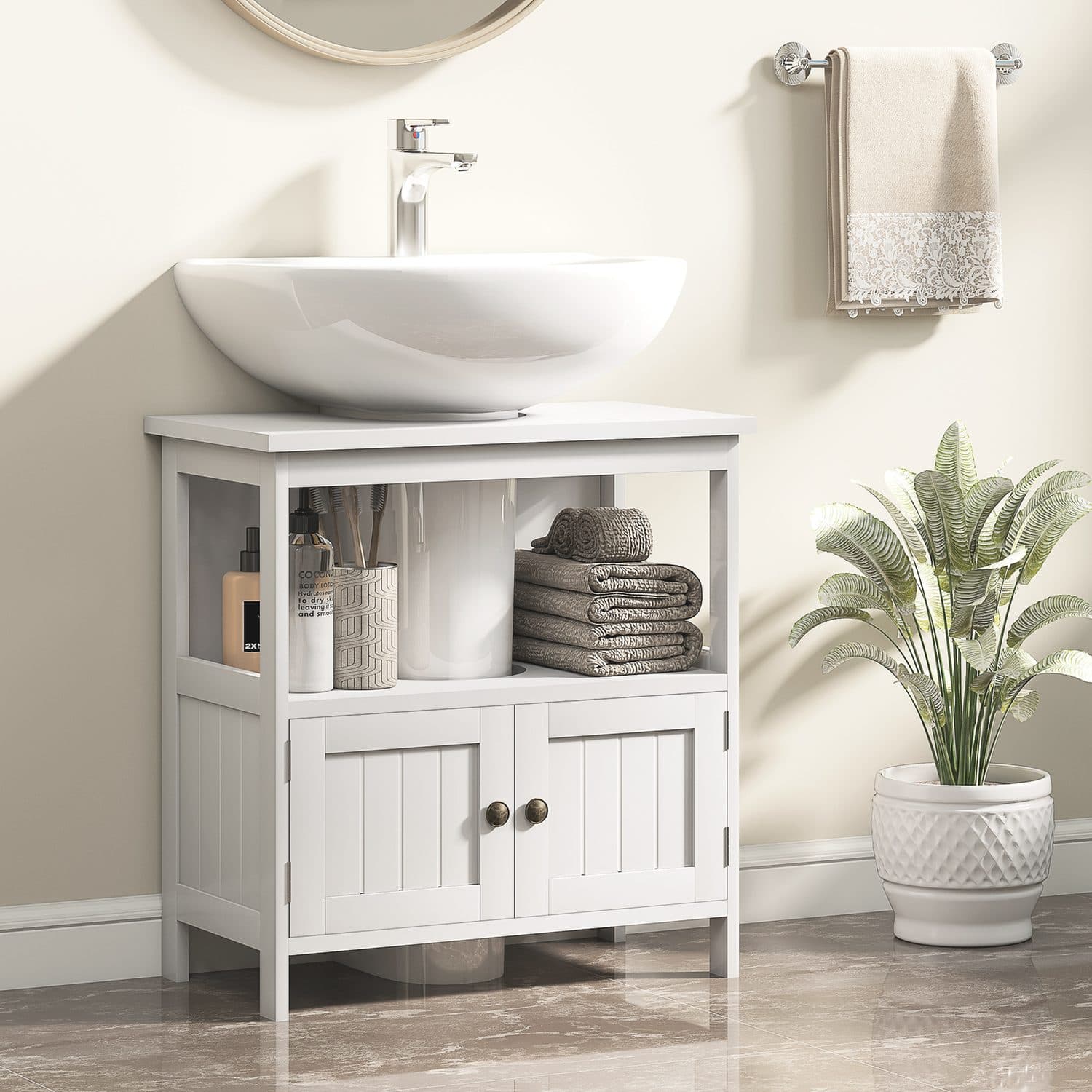 White under sink cabinet for tidy bathroom storage - image 3
