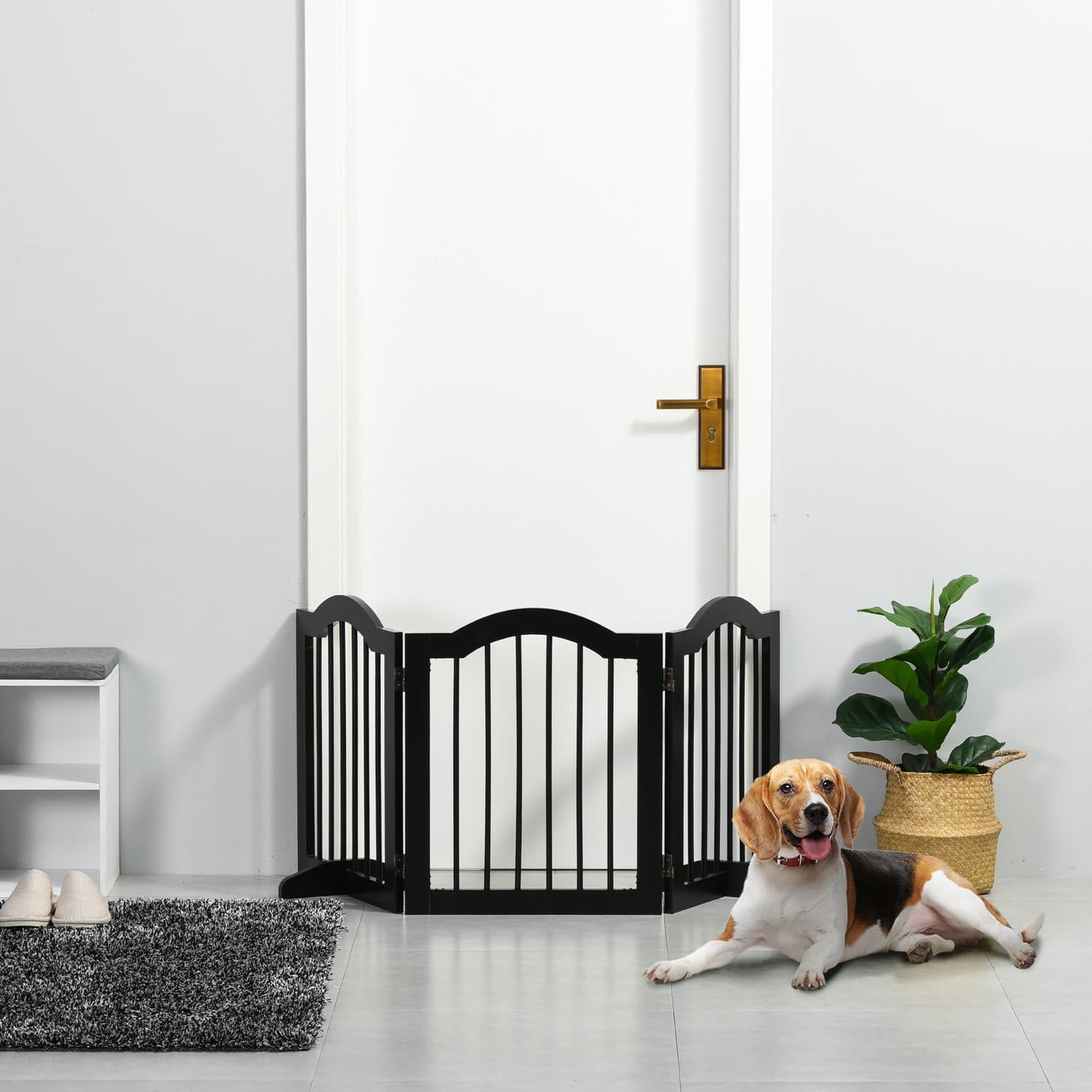 PawHut Freestanding Foldable Wooden Pet Gate - image 5