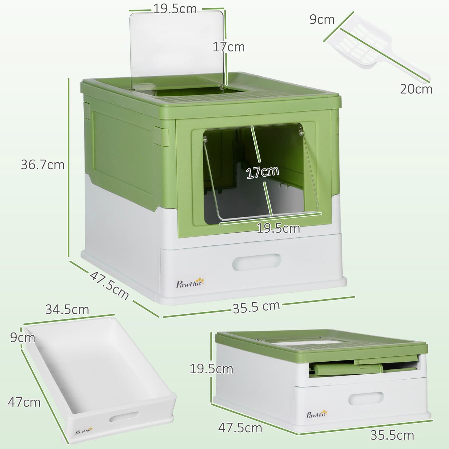 Enclosed Cat Litter Tray with Front Entry & Pull-Out Drawer - image 5