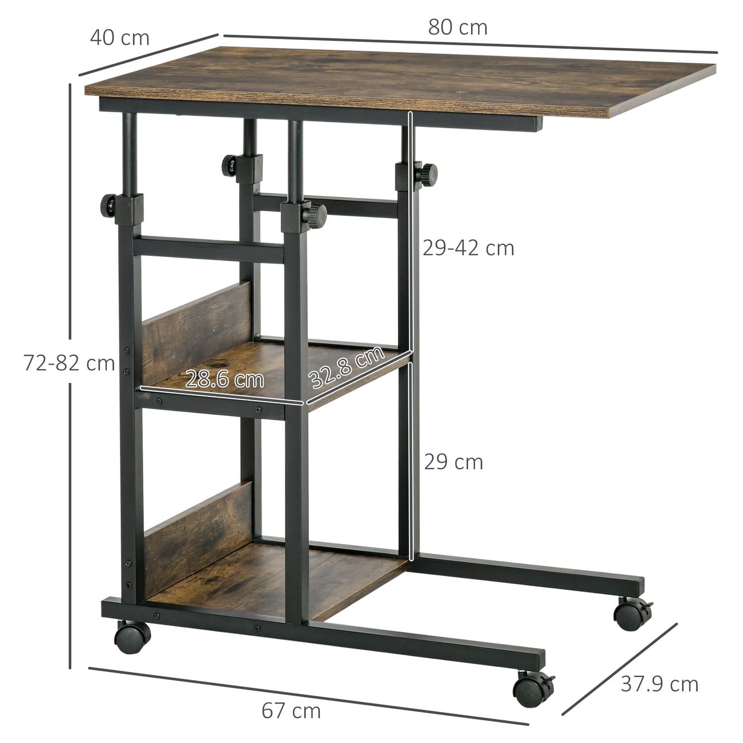 Industrial Mobile C-Shaped Side Table - image 5