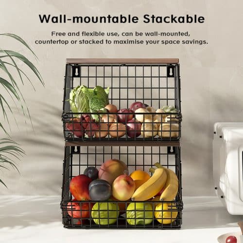 Space-Saving 2-Pack Metal Fruit Baskets for Effortless Storage - image 3
