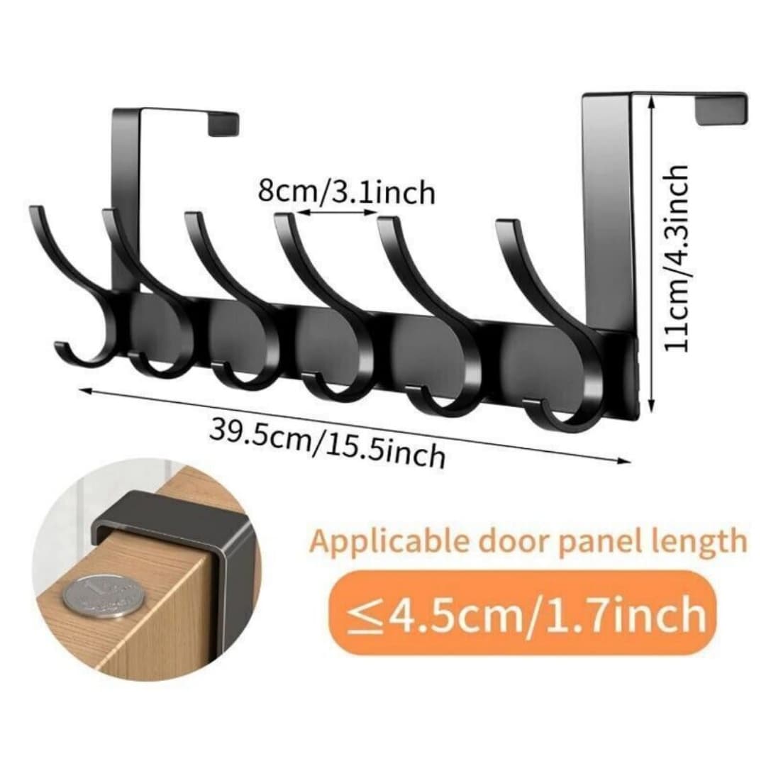 Heavy-Duty Over Door Hanger with Six Hooks in Matte Black - image 2