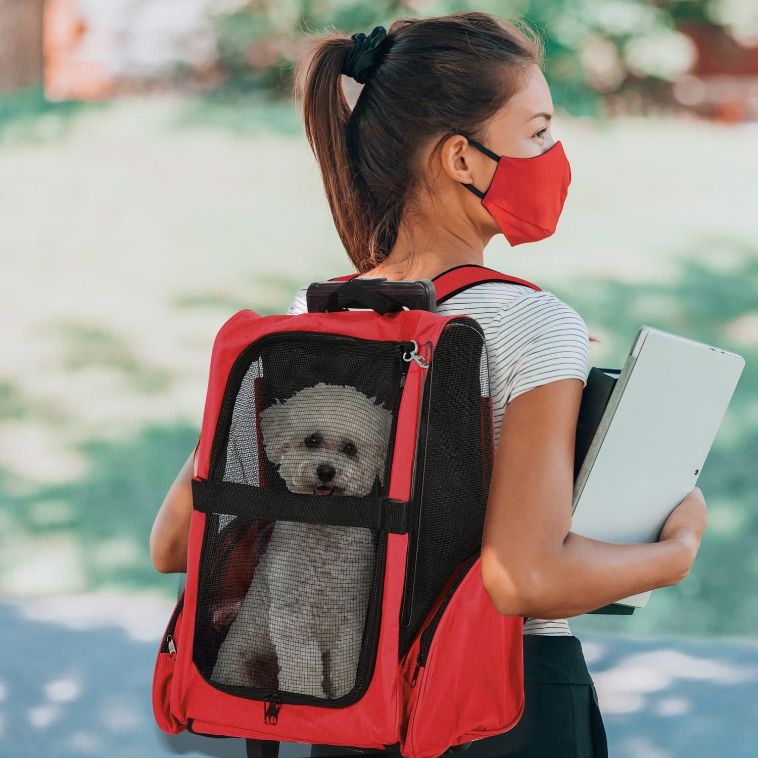 PawHut 2-in-1 Pet Carrier Backpack with Wheels - image 1