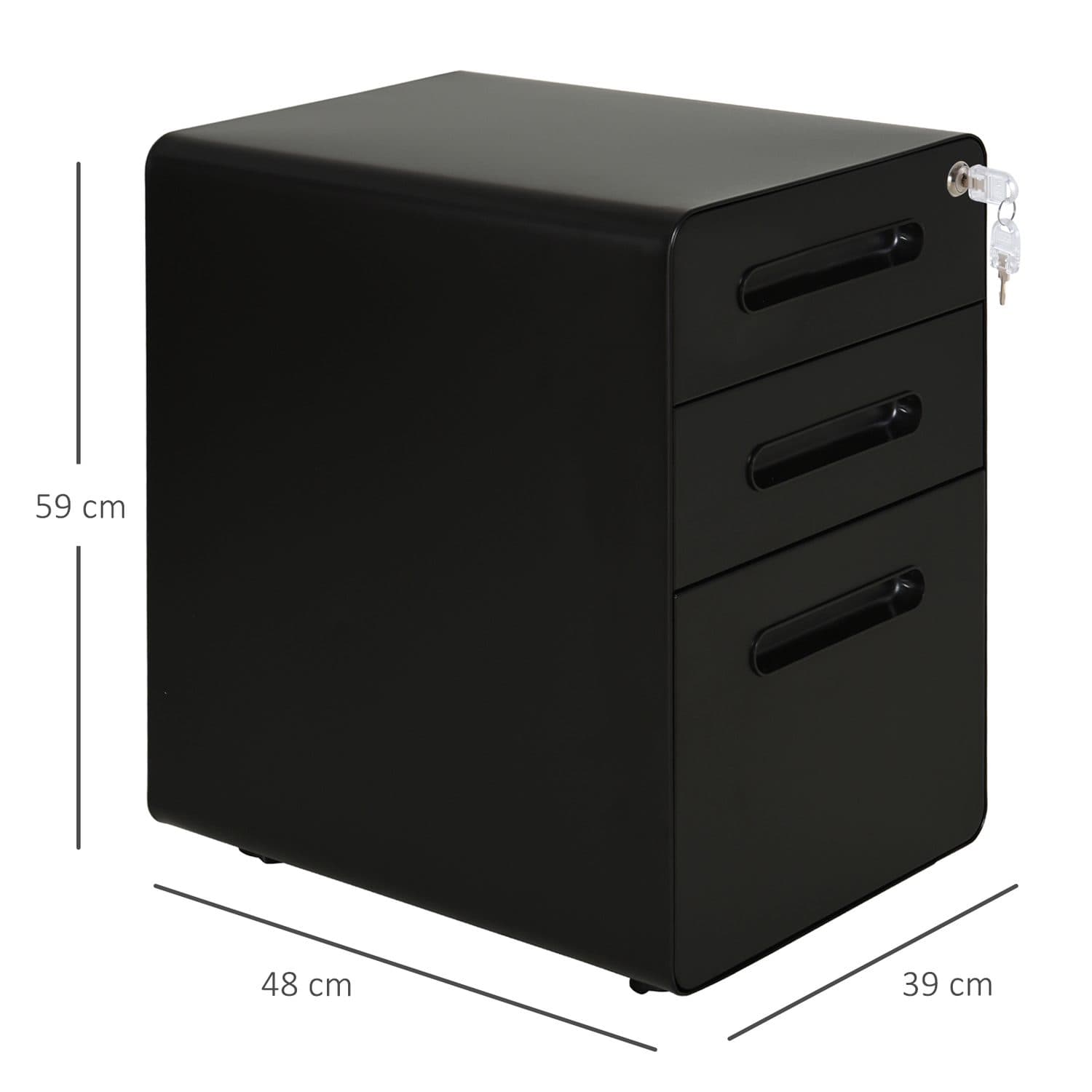 Black Lockable 3 Drawer File Cabinet - image 3