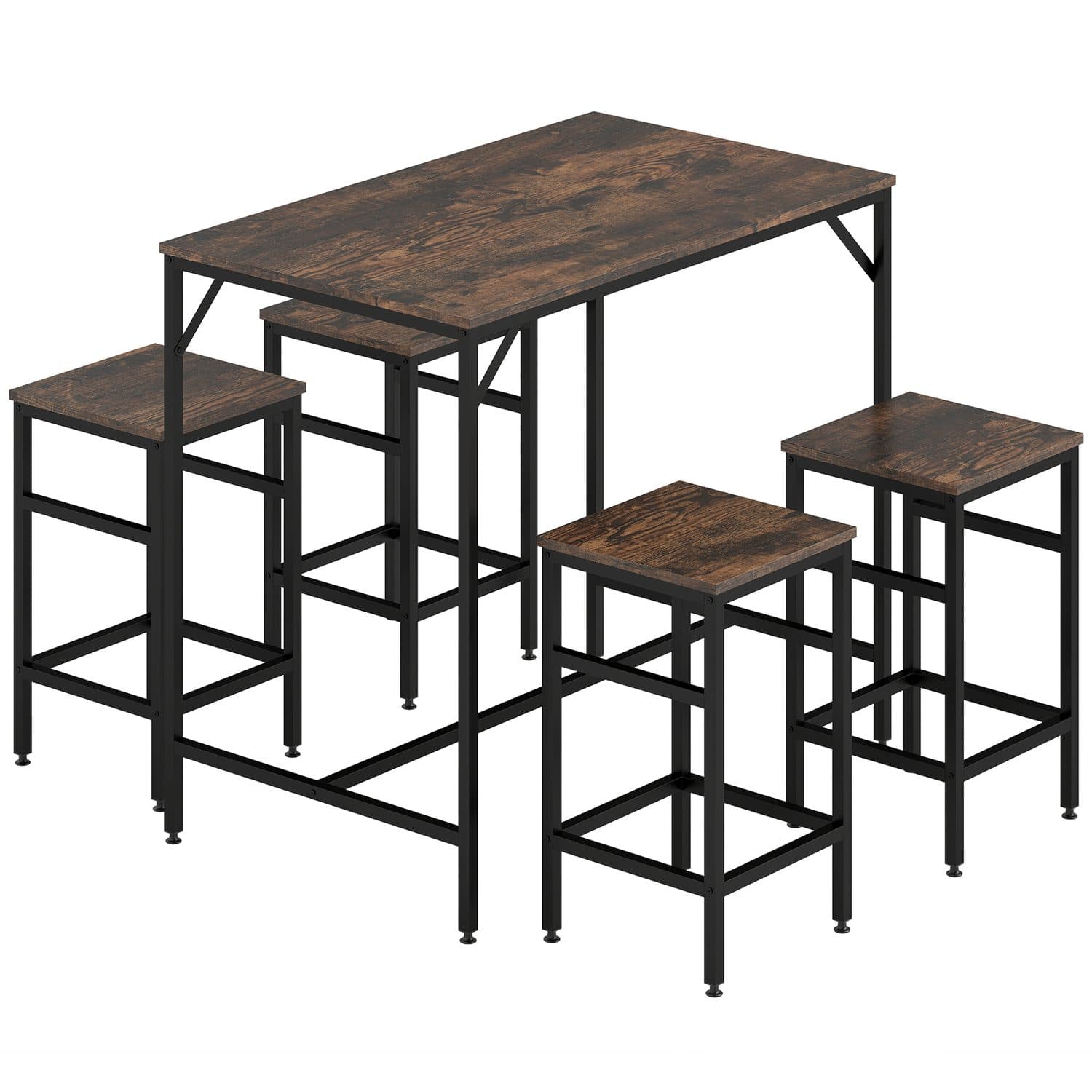 Space-Saving Breakfast Bar Set - Rustic Brown