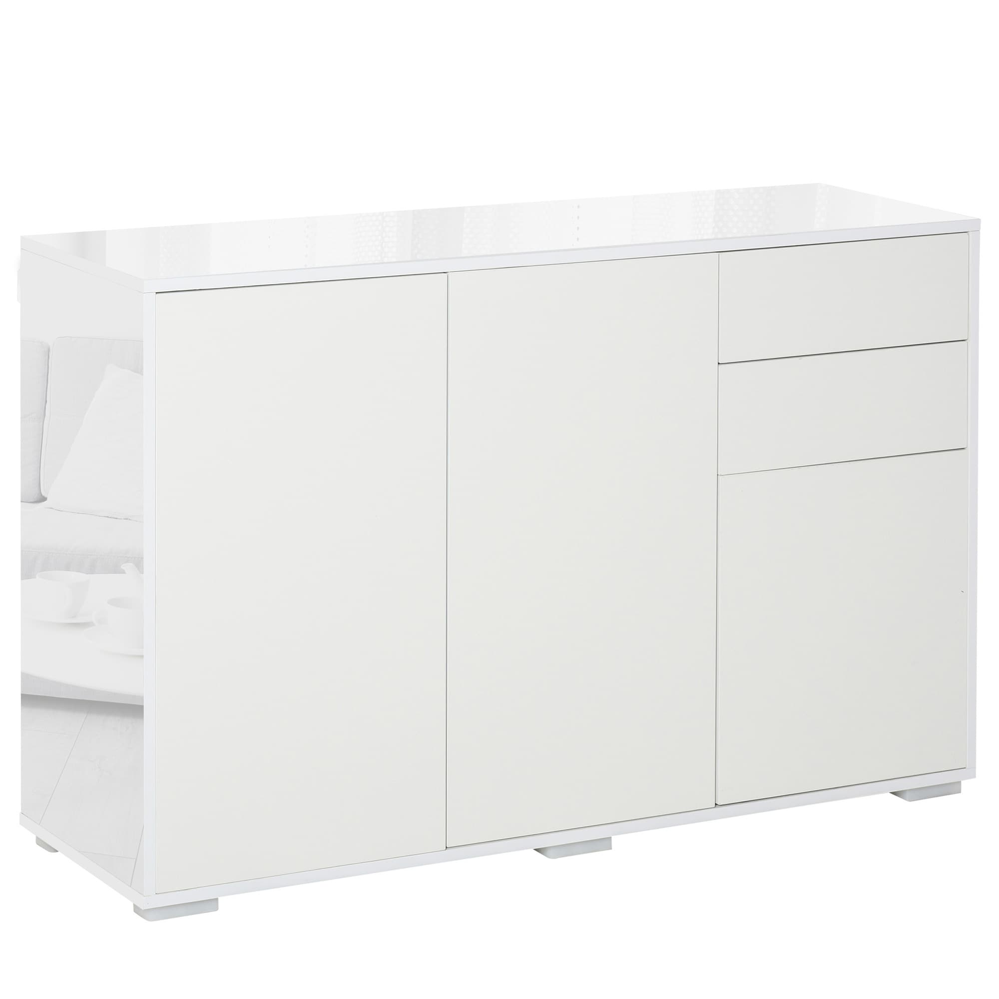 Sleek White High Gloss Sideboard - White