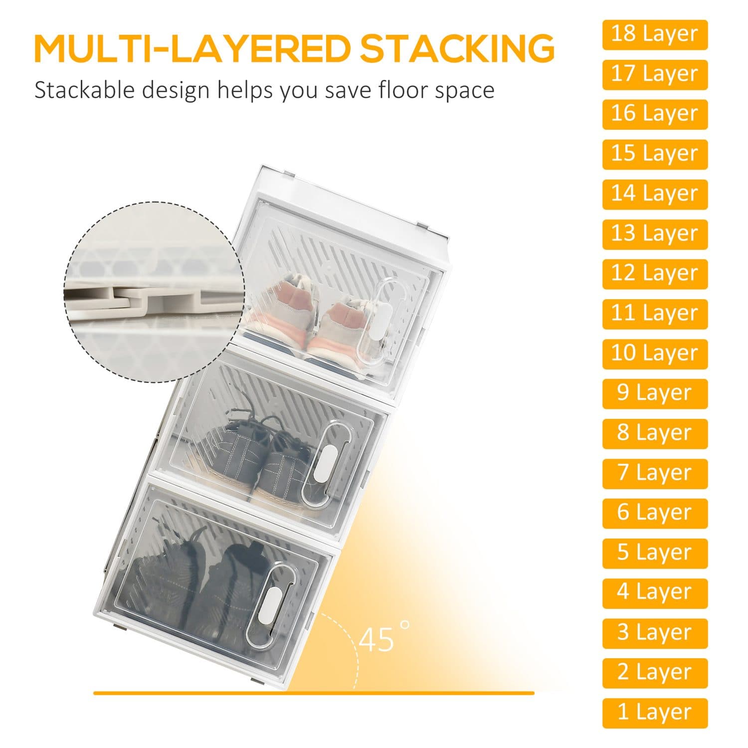 18 Clear Stackable Shoe Boxes - image 1