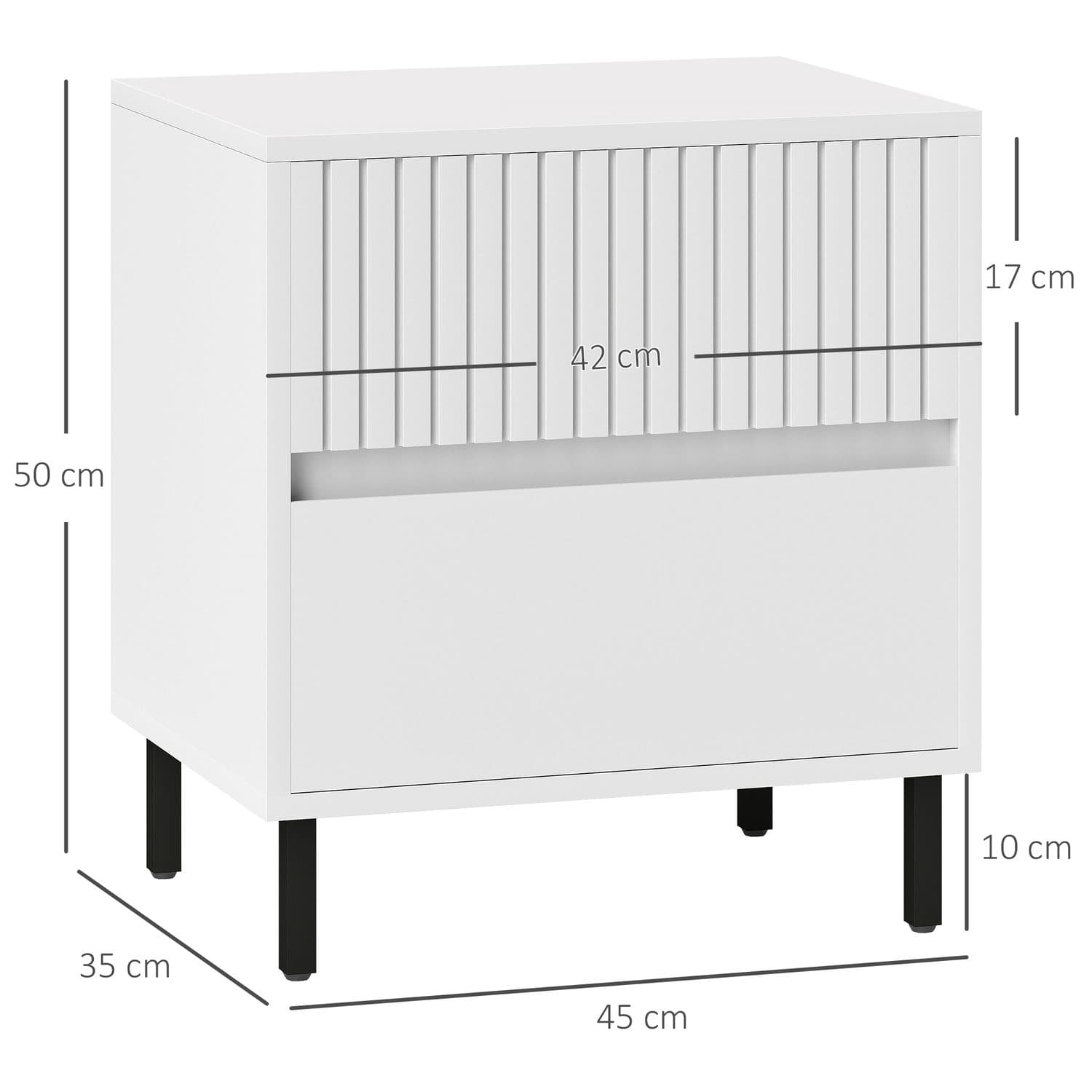 Modern White Two-Drawer Bedside Table with Steel Legs - image 1