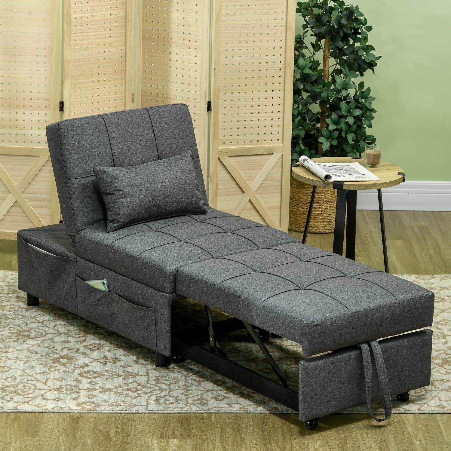 4-in-1 Grey Convertible Chair Bed - image 4