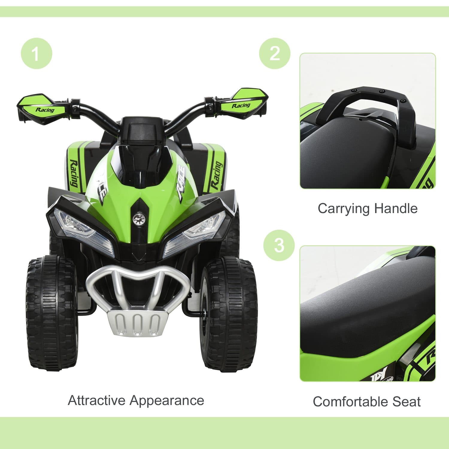 Green and Black Quad Bike Ride-On for Young Children - image 1