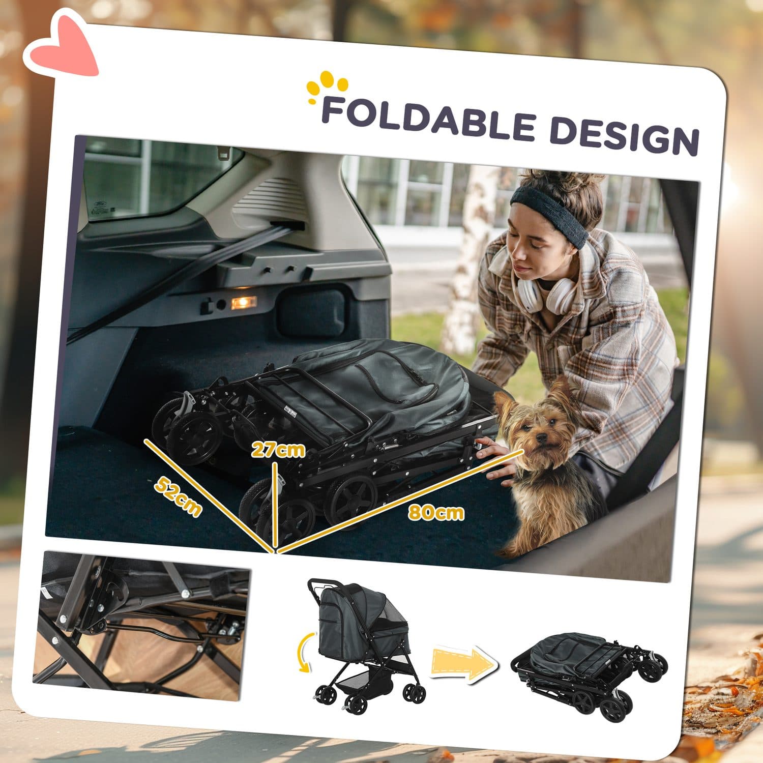Pet Stroller Pushchair with Reversible Handle - image 1